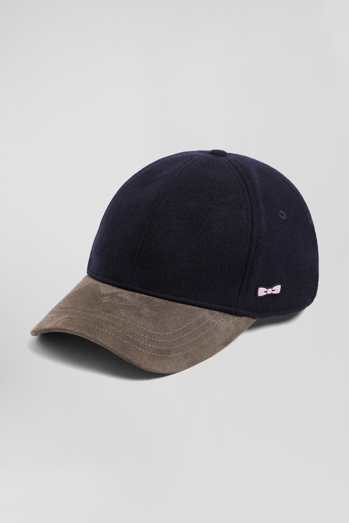 Navy blue and grey wool felt cap