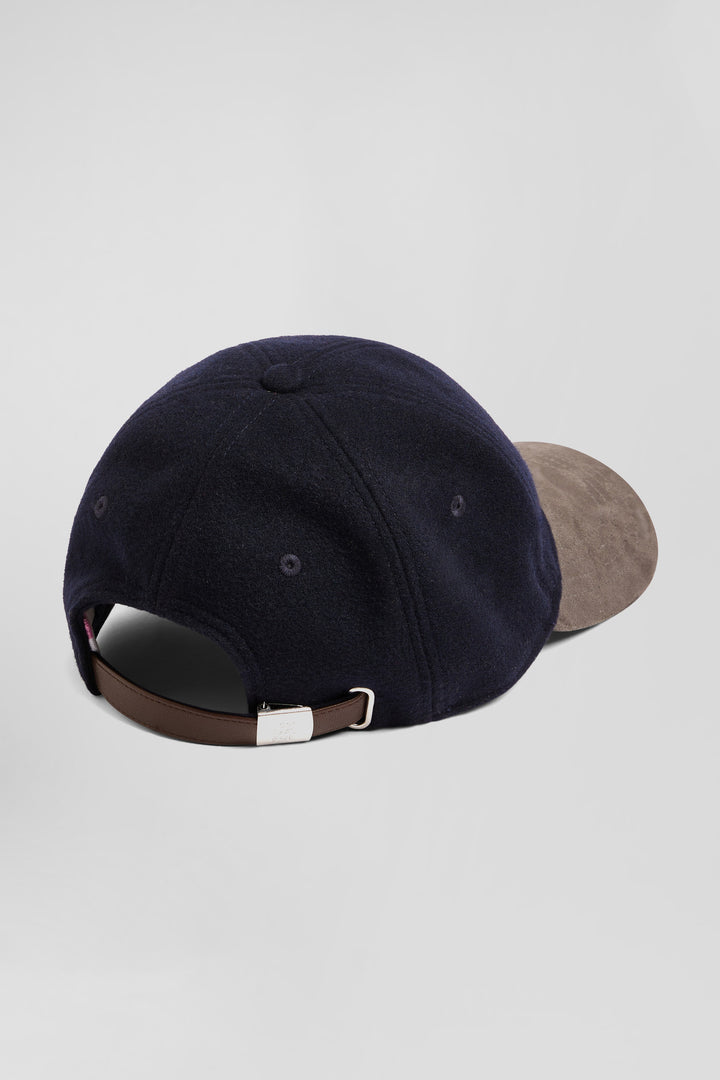 Casquette en feutre de laine marine et gris