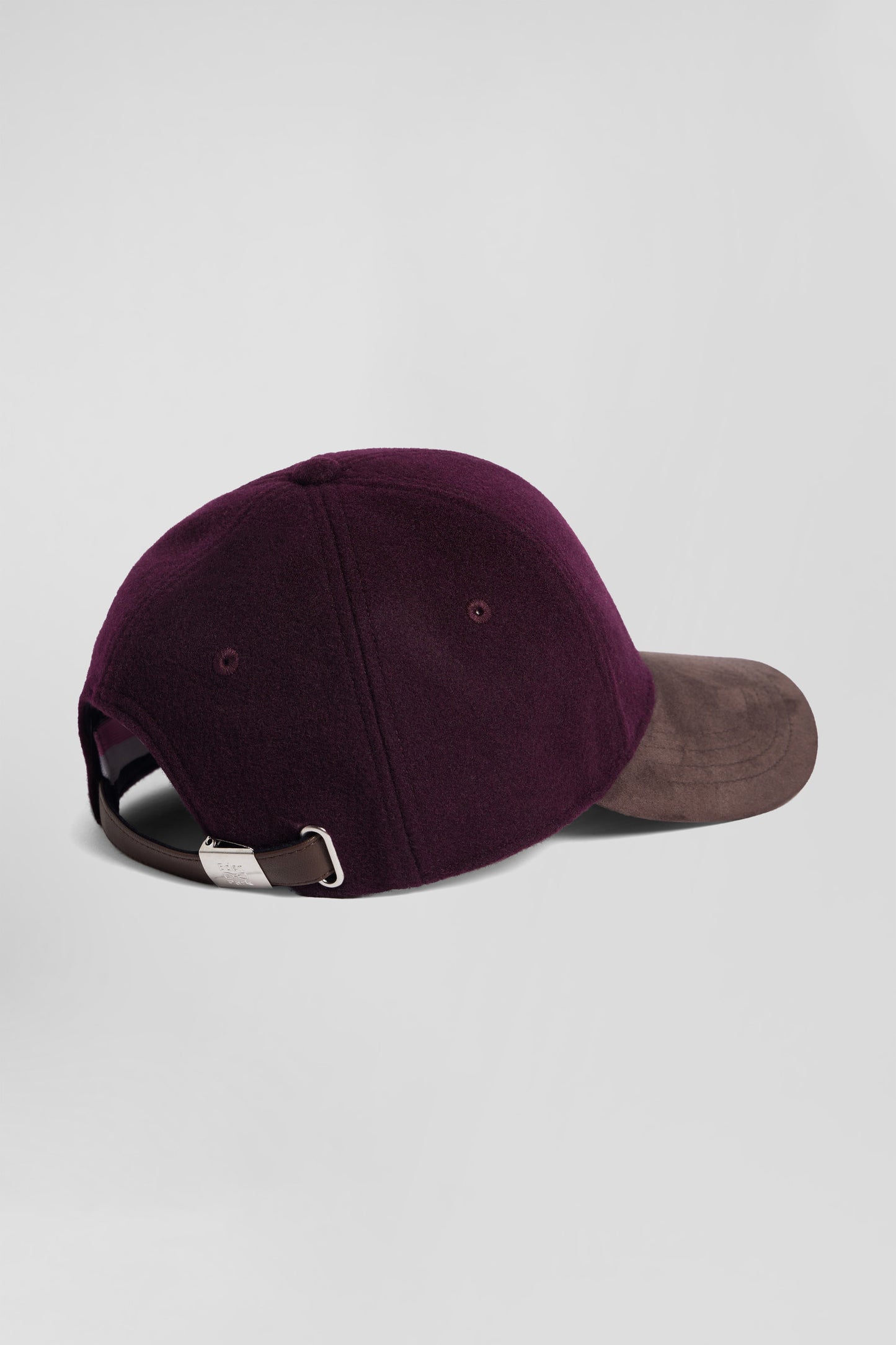 Casquette en feutre de laine bordeaux et marron