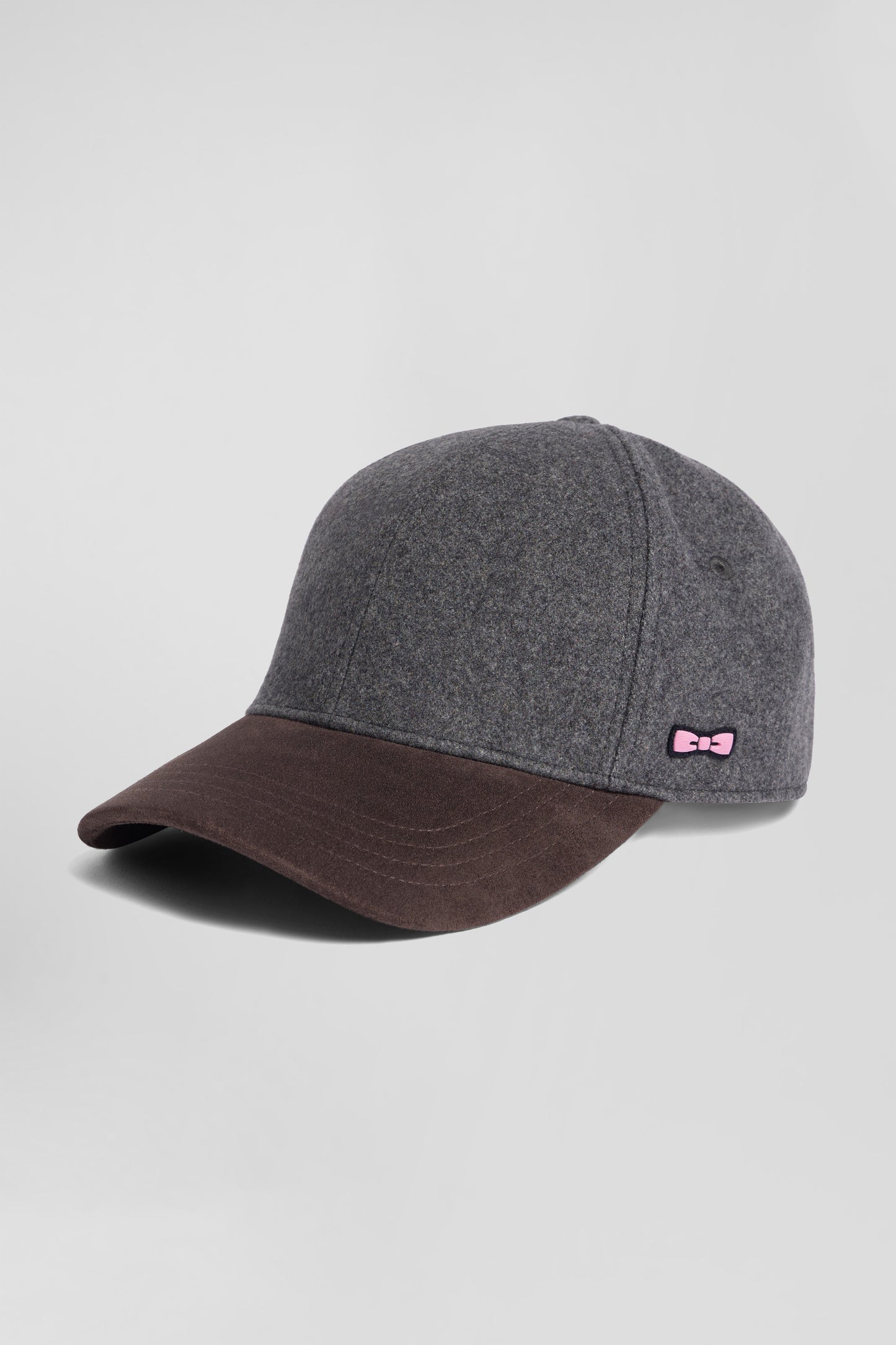 Casquette en feutre de laine gris et marron