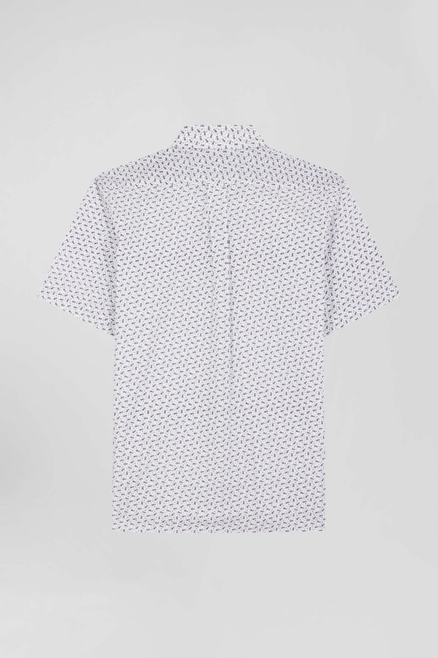 Chemise manches courtes en coton écru microimprimé coupe Regular