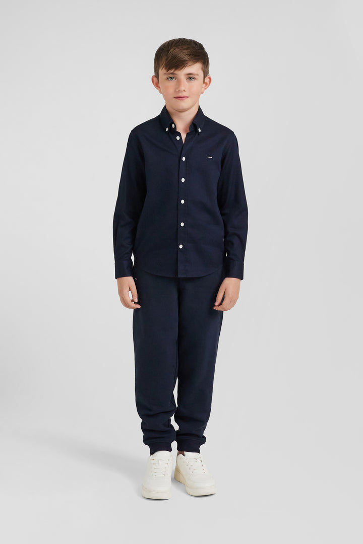 Chemise en coton uni bleu marine en coton oxford coupe Regular