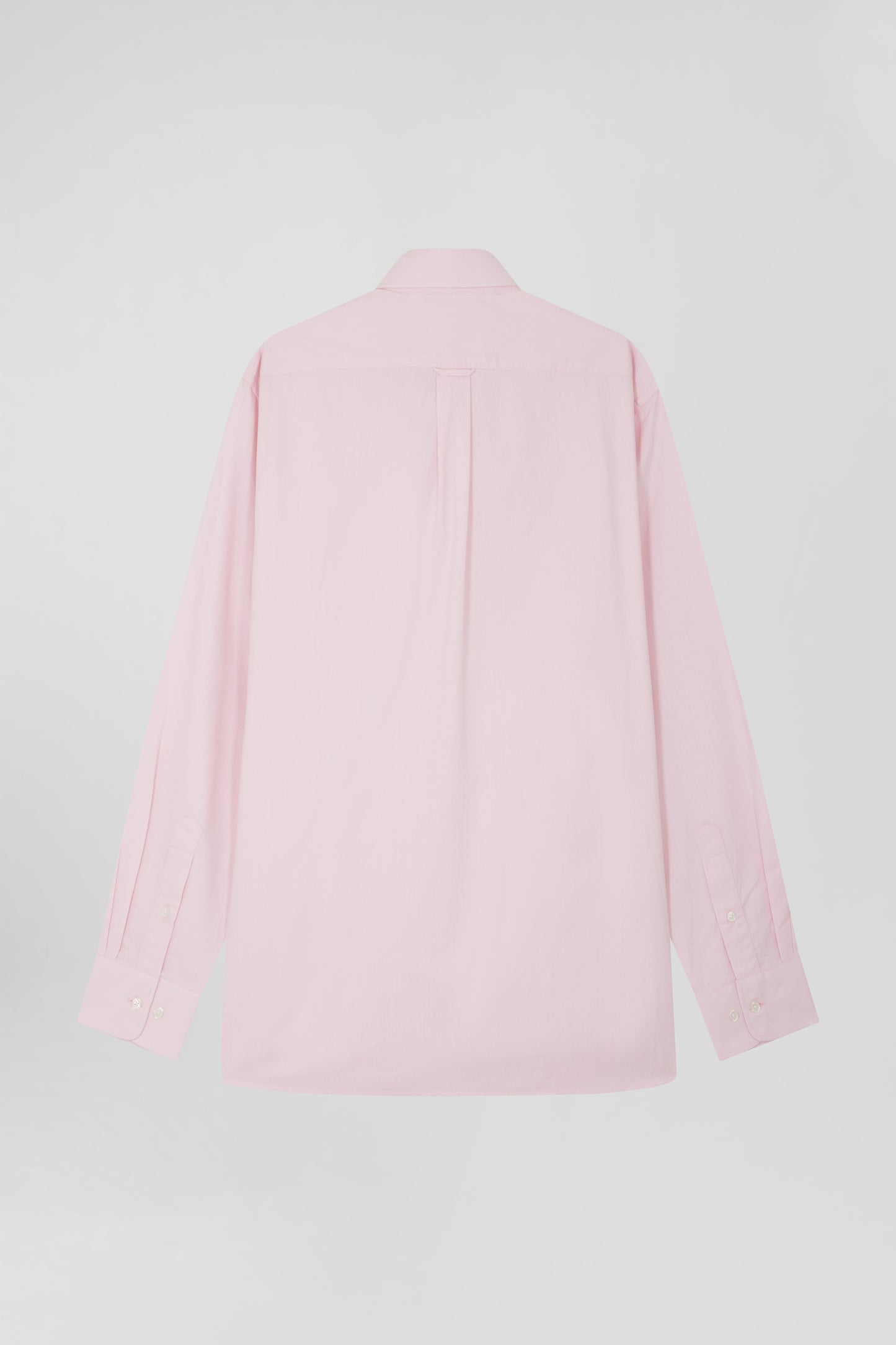 Chemise en twill de coton unie rose col à pointes boutonnées coupe Regular