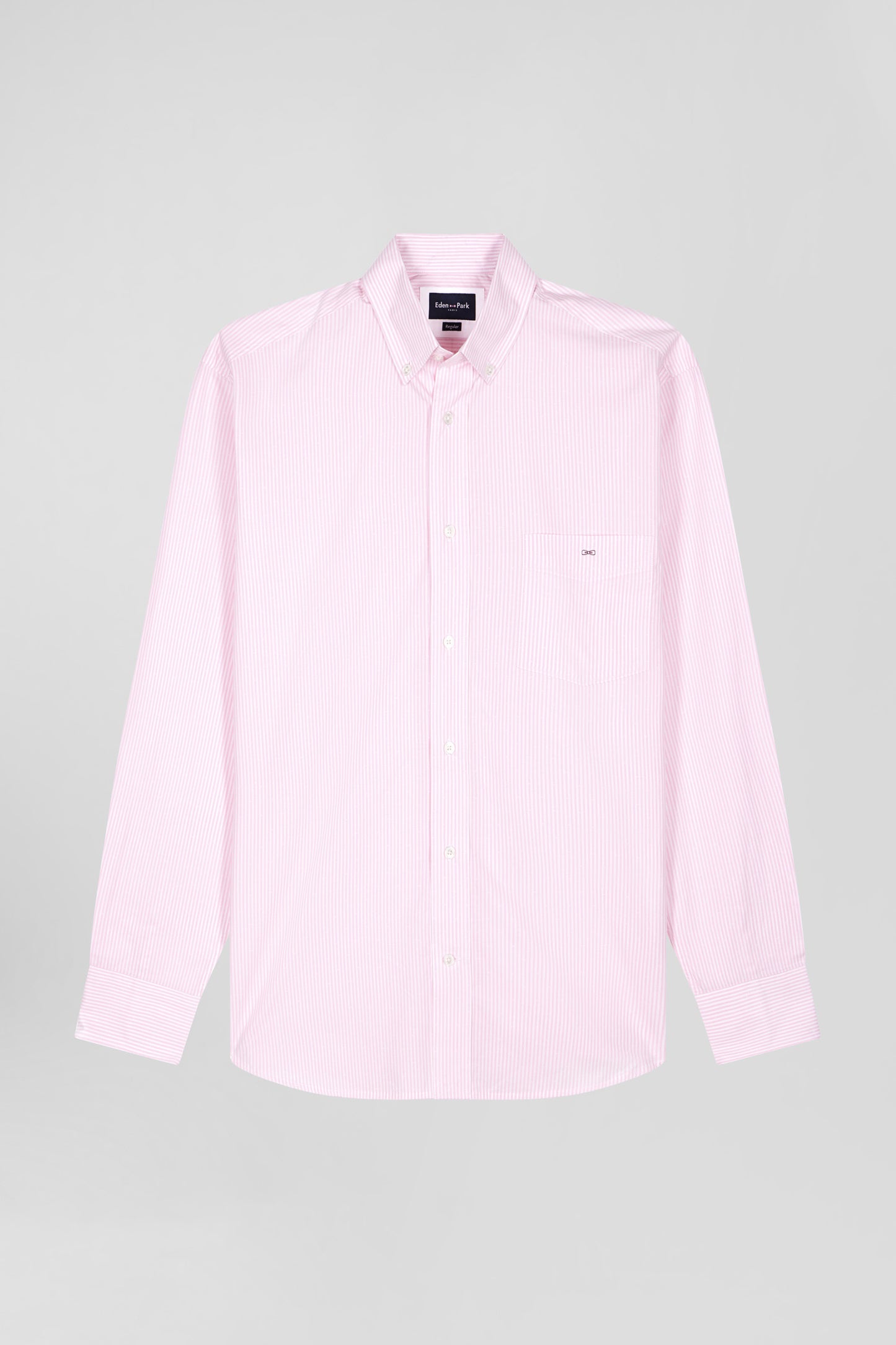 Chemise en coton jacquard rayé rose coupe Regular