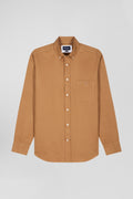 Chemise en piqué coton unie camel coupe Regular