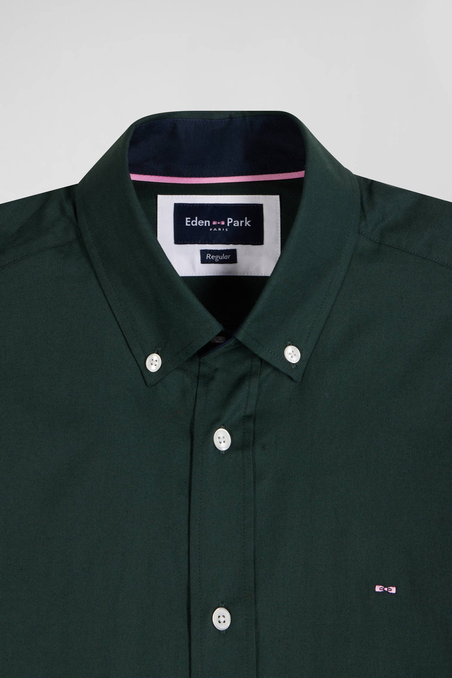 Chemise en oxford de coton verte et marine broderie dos coupe Regular