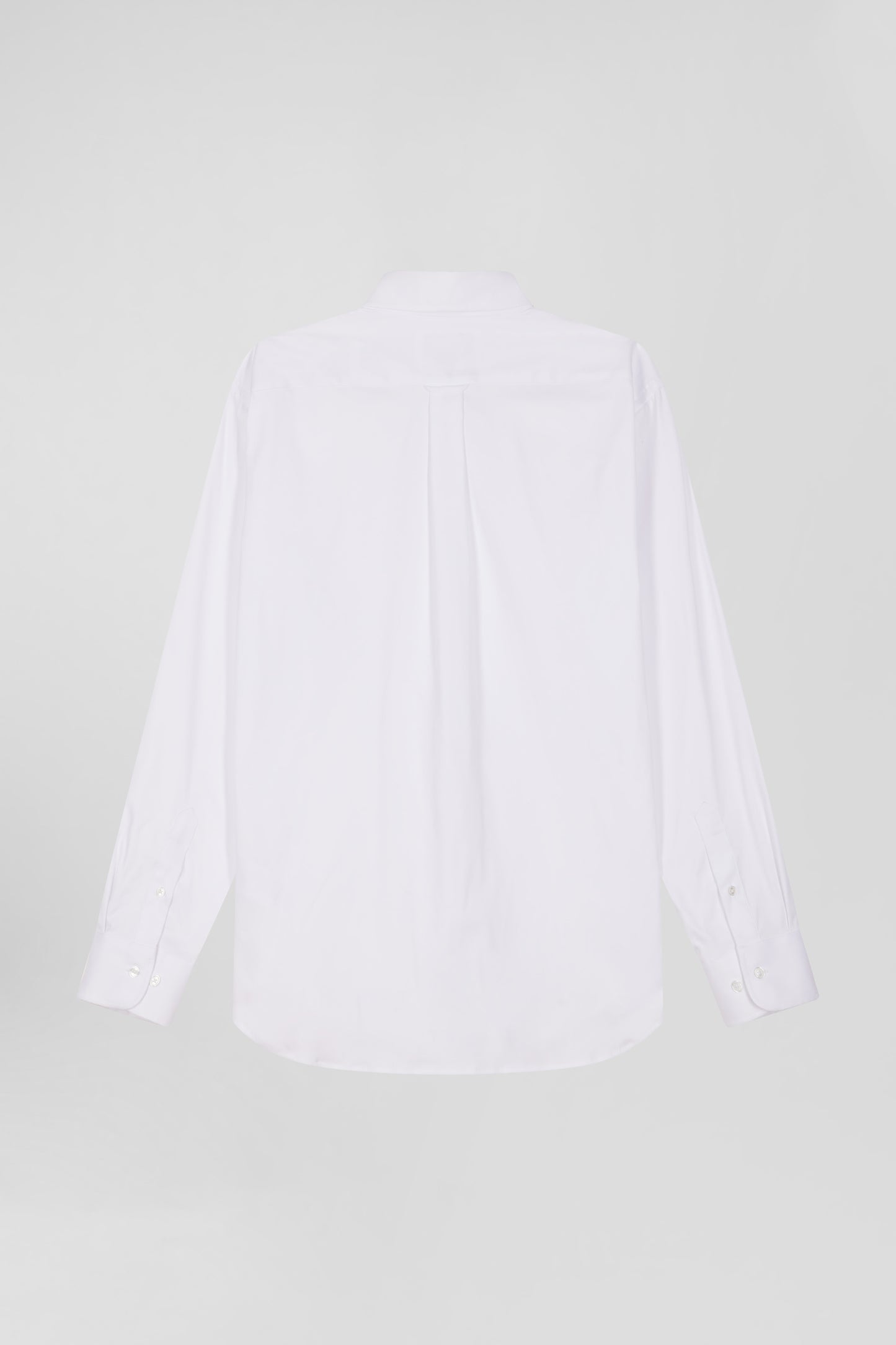 Chemise unie blanche en coton stretch mélangé coupe Regular