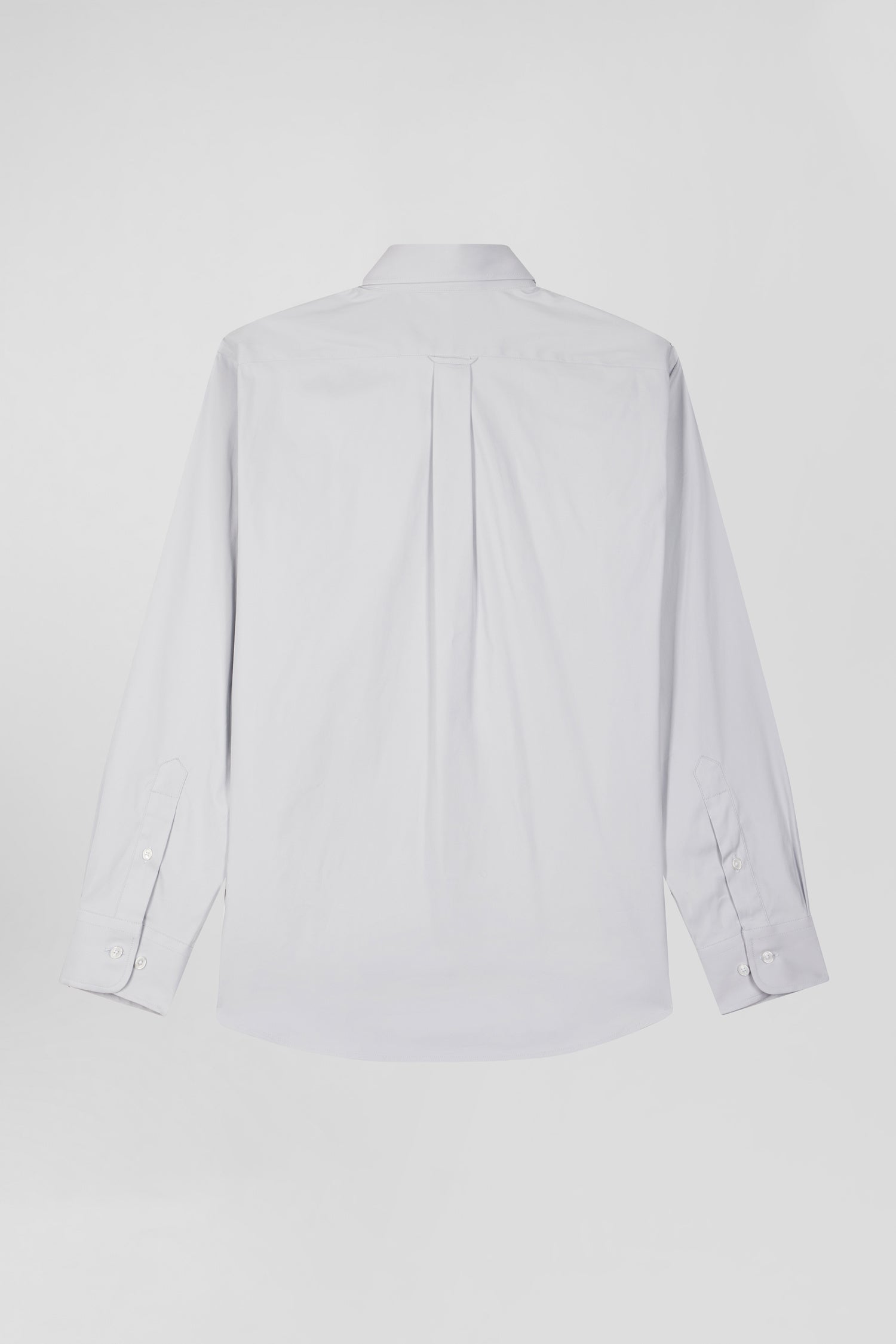 Chemise unie grise en coton stretch mélangé coupe Regular