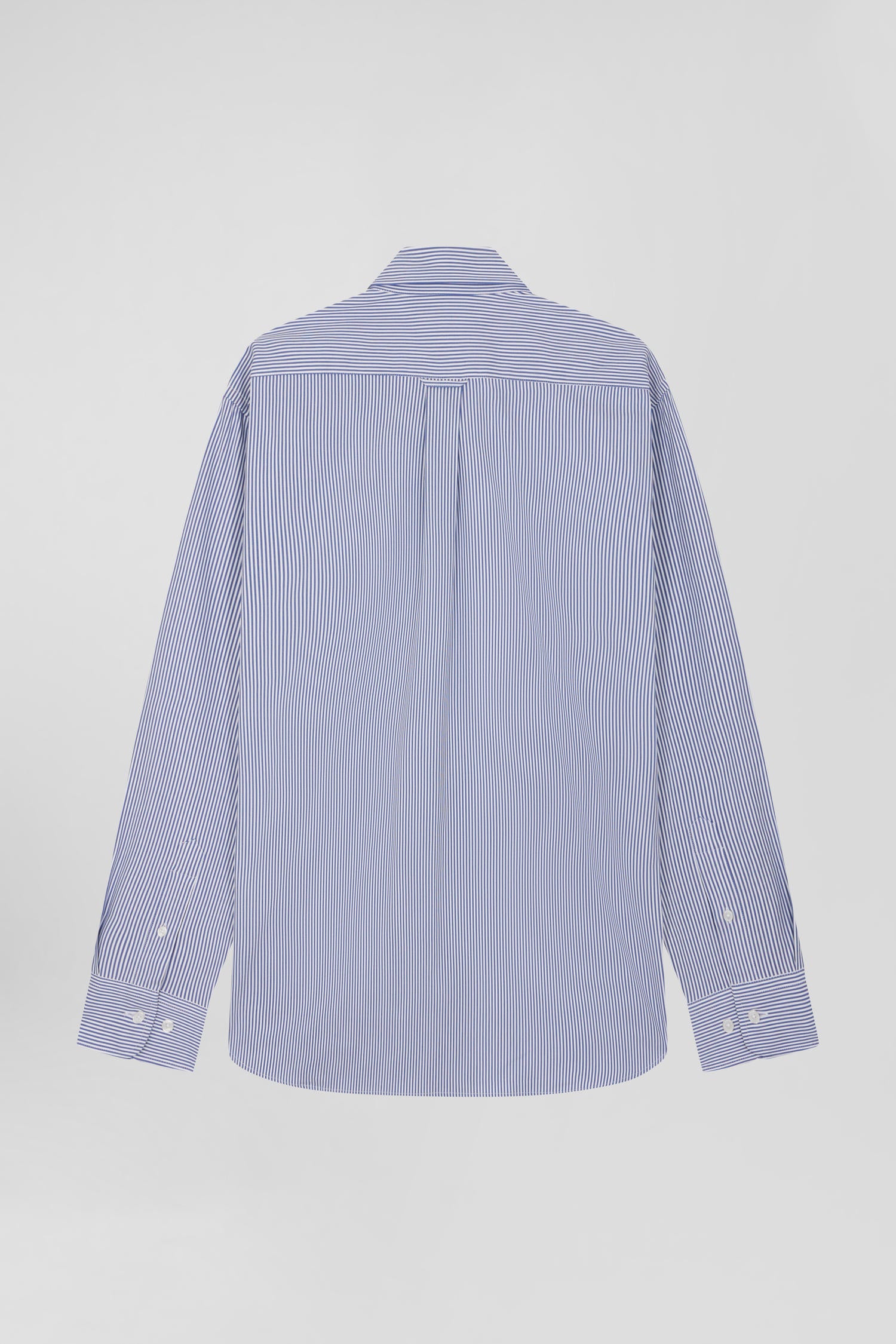 Chemise en popeline de coton bleu marine à rayures bâton coupe Regular