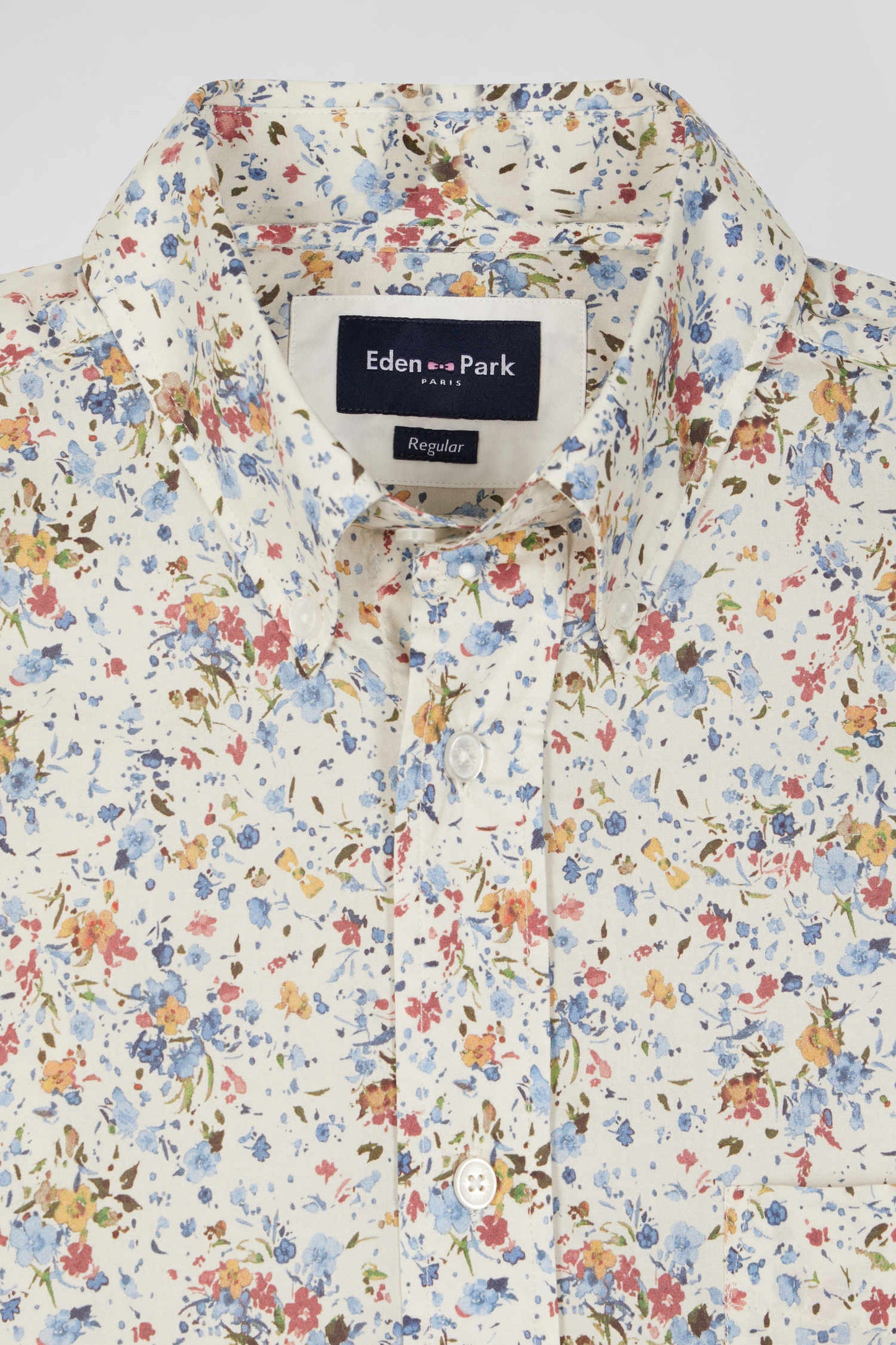 Chemise en popeline de coton imprimé floral coupe Regular