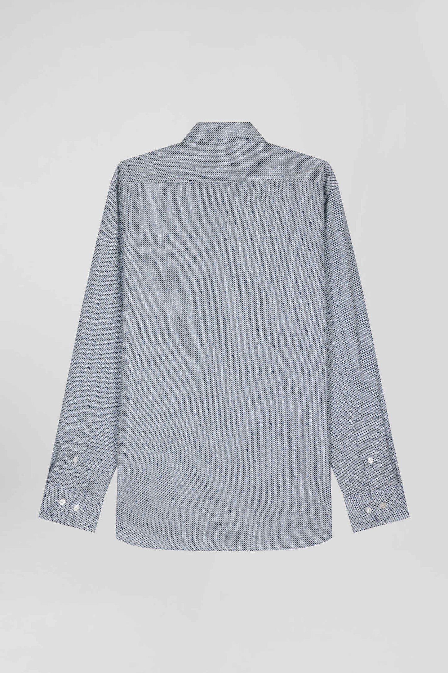 Chemise en coton à micro-motifs bleu ciel coupe Slim