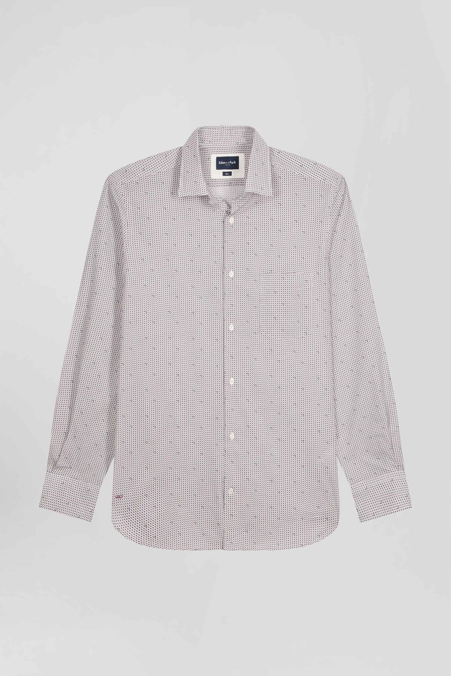 Chemise en coton à micro-motifs rose coupe Slim