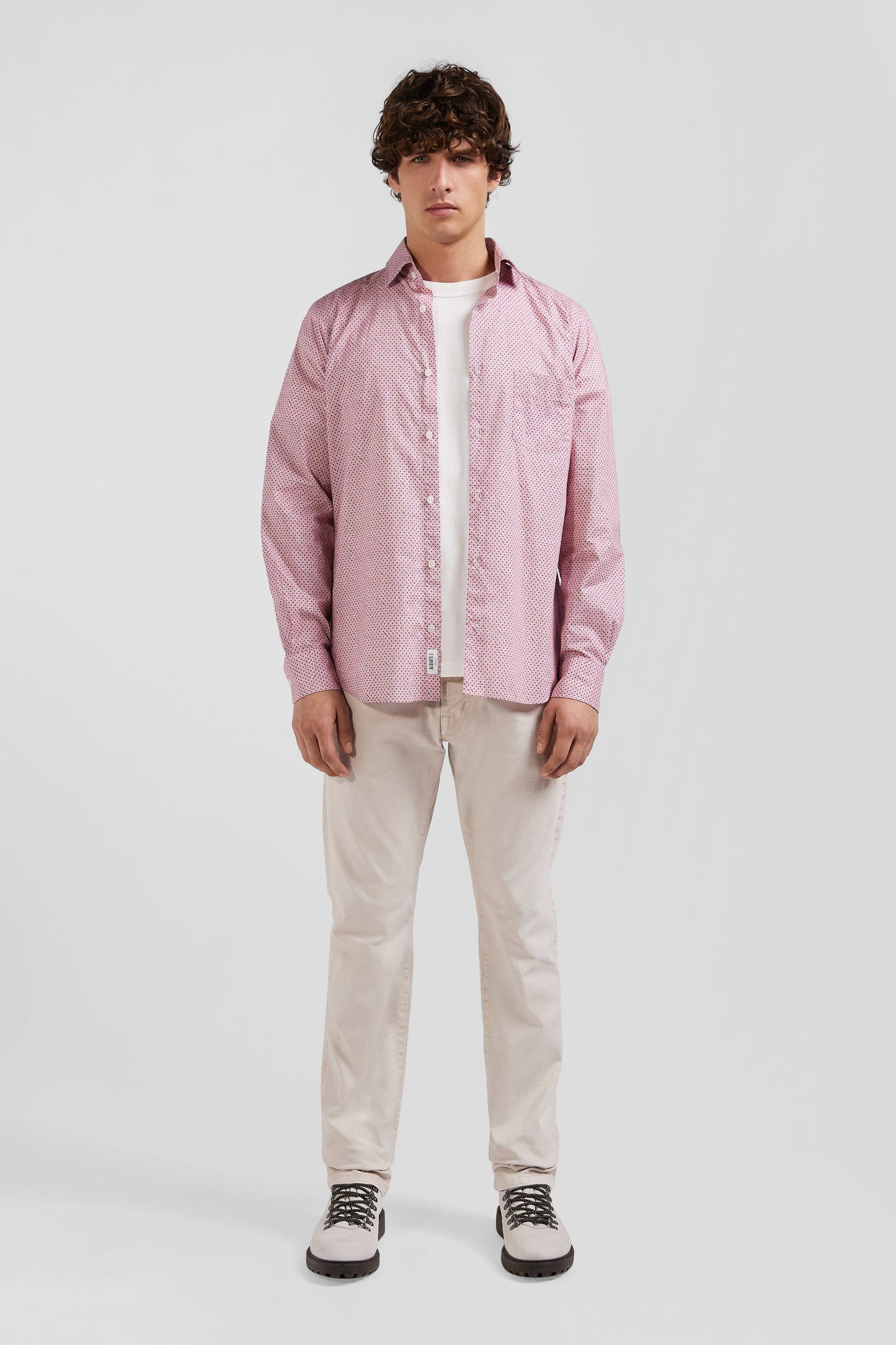 Chemise en coton rose coupe Slim