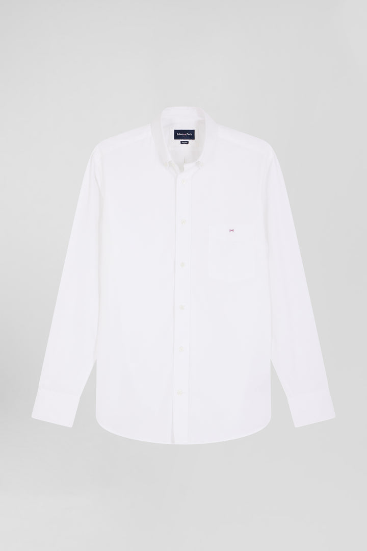 Chemise en popeline de coton blanc coupe Regular