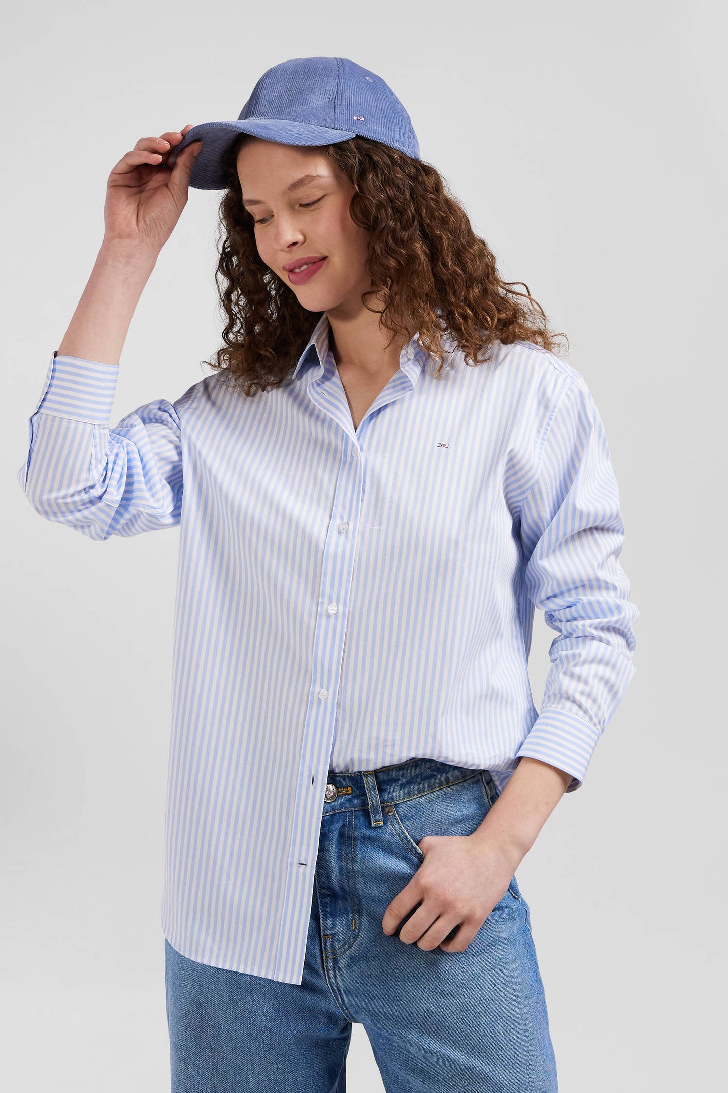 Chemise rayée en coton ciel coupe Relaxed