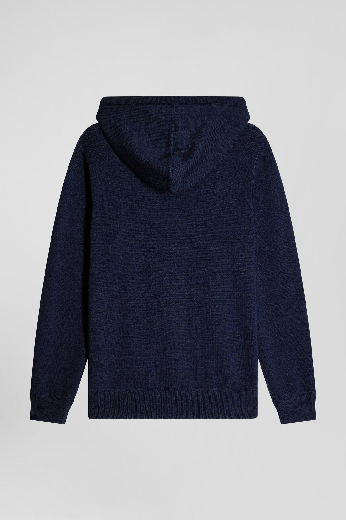 Sweatshirt zippé en maille laine et coton bleu marine coupe Regular