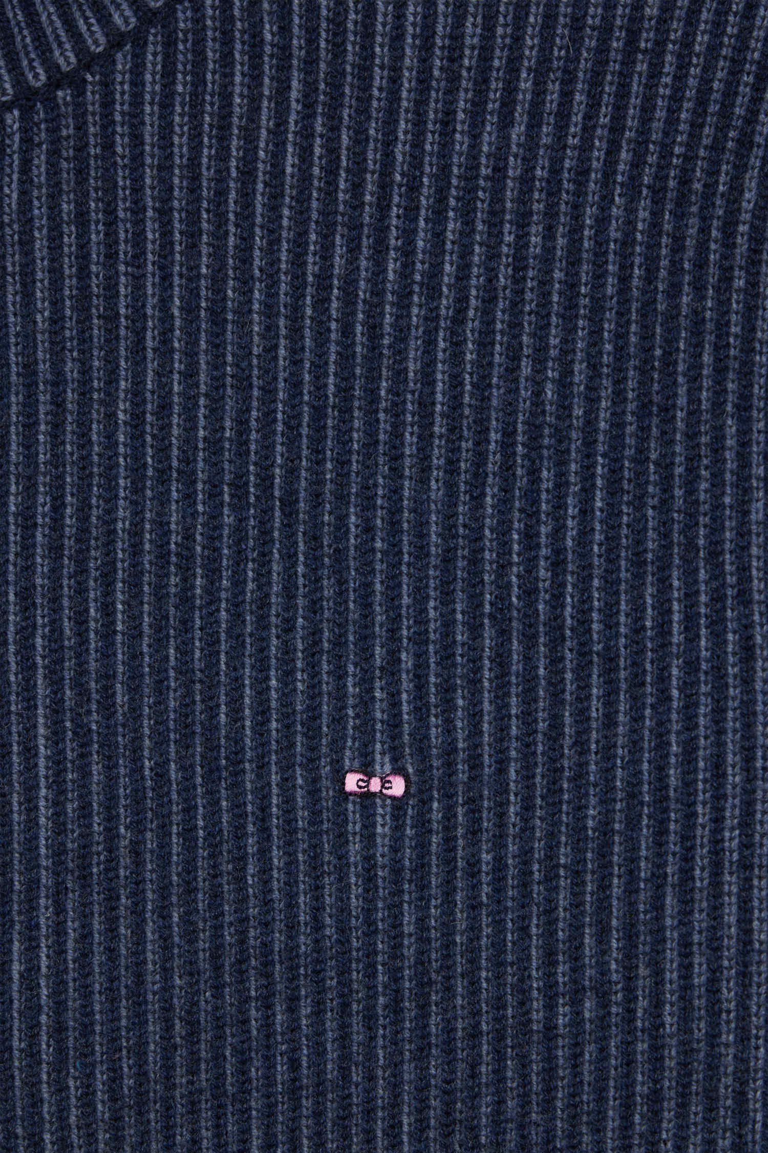 Cardigan zippé en laine et coton bleu marine coupe Regular