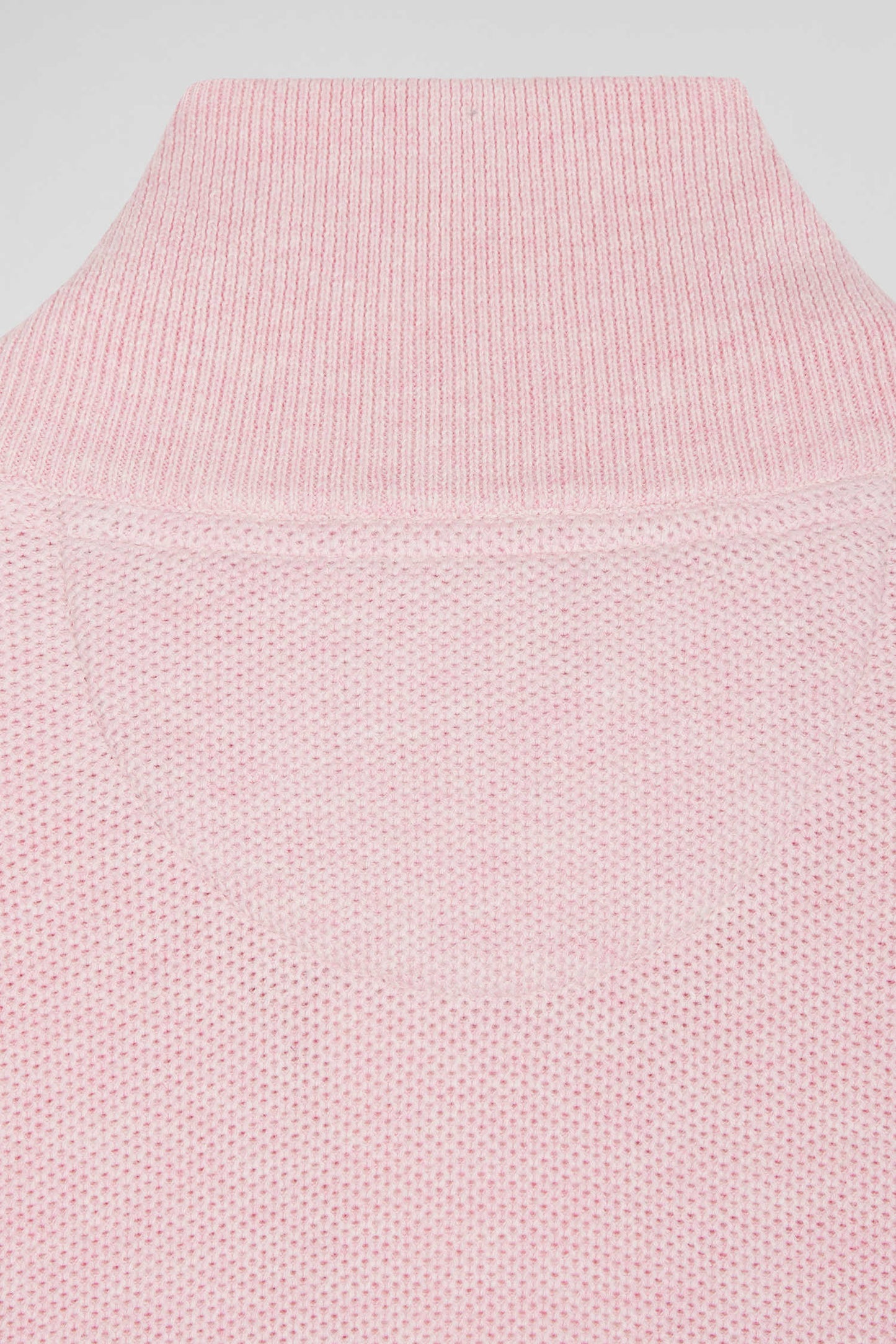 Cardigan zippé à col montant uni rose en coton