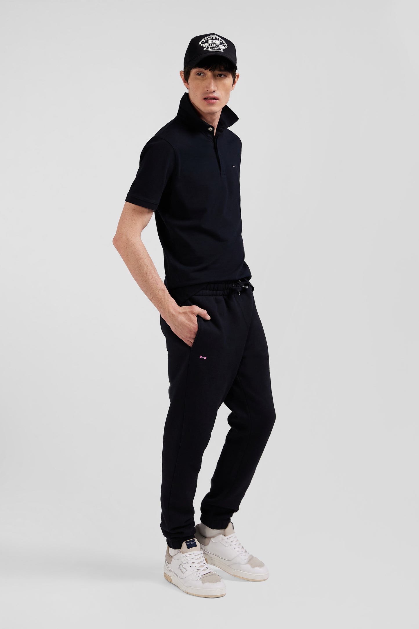 Pantalon jogging en molleton gratté noir coupe Regular