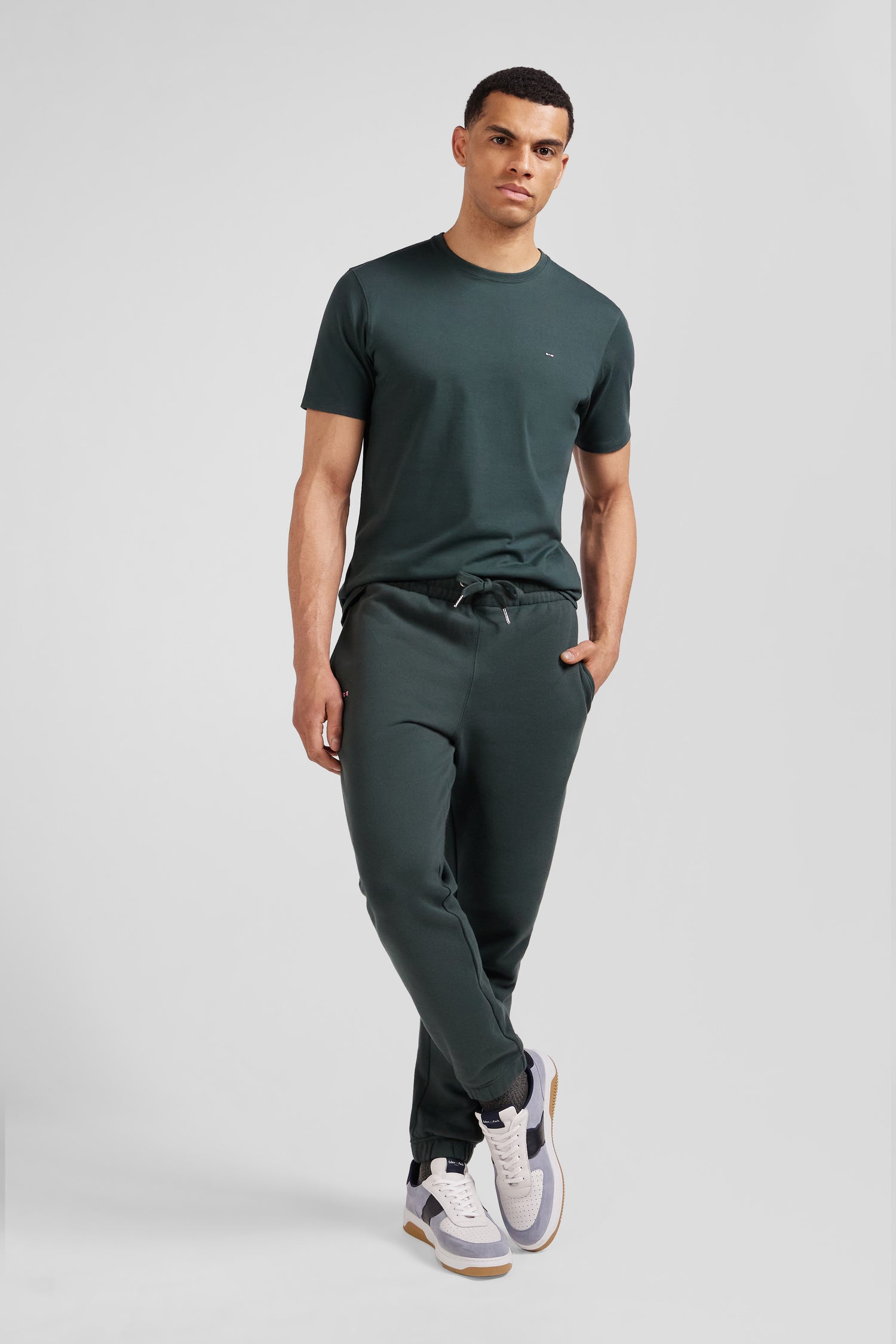 Pantalon jogging en molleton gratté vert coupe Regular