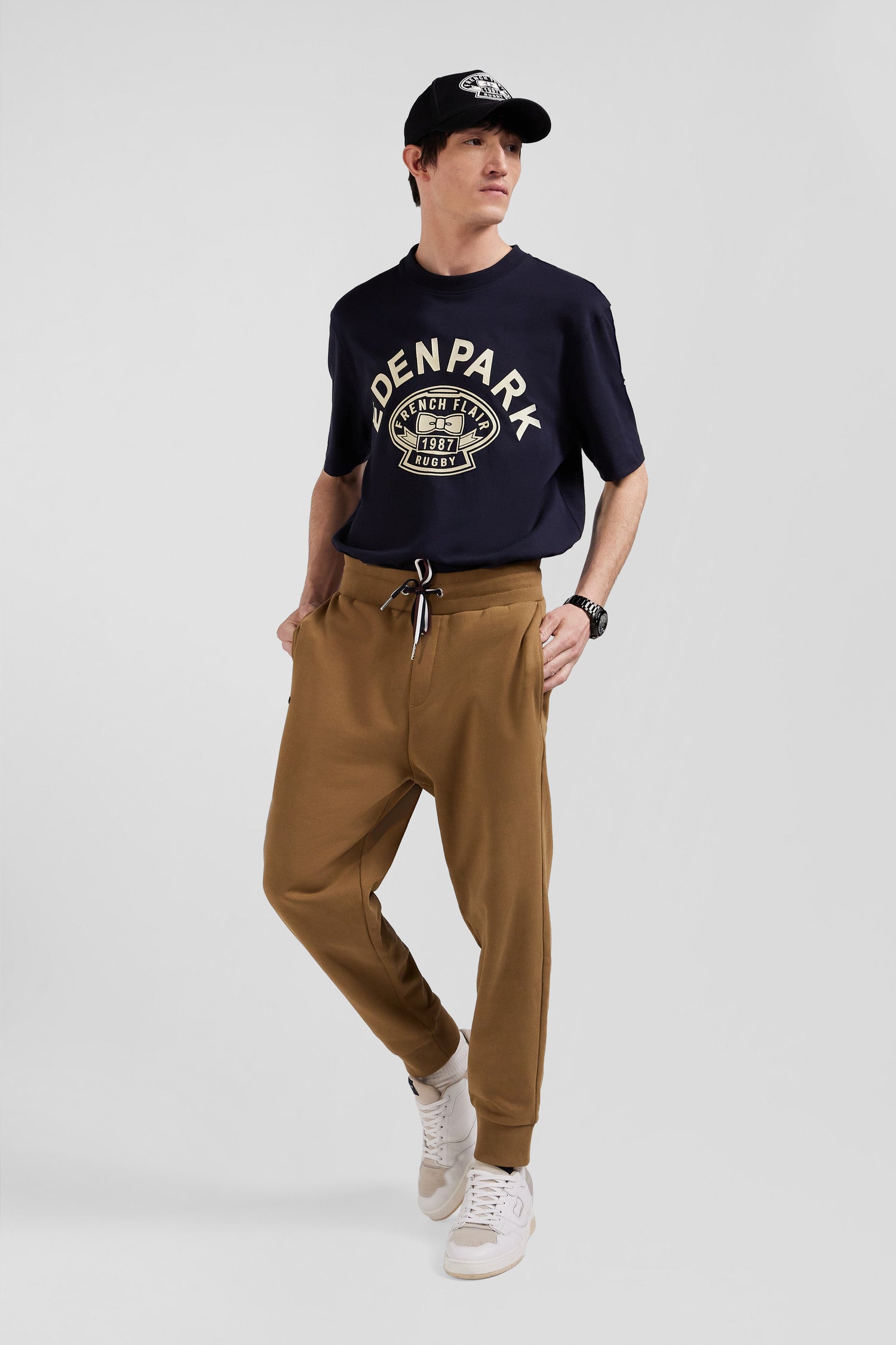 Relax camel brushed fleece jogging bottoms Eden Park