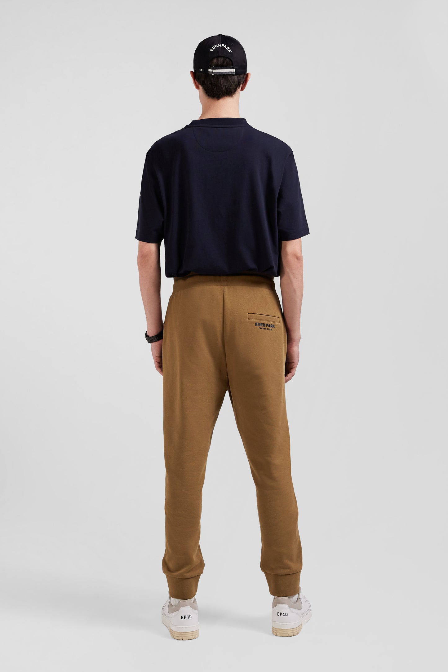 Pantalon jogging en molleton gratté camel coupe Relaxed