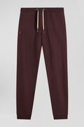 Pantalon jogging en molleton gratté bordeaux coupe Relaxed