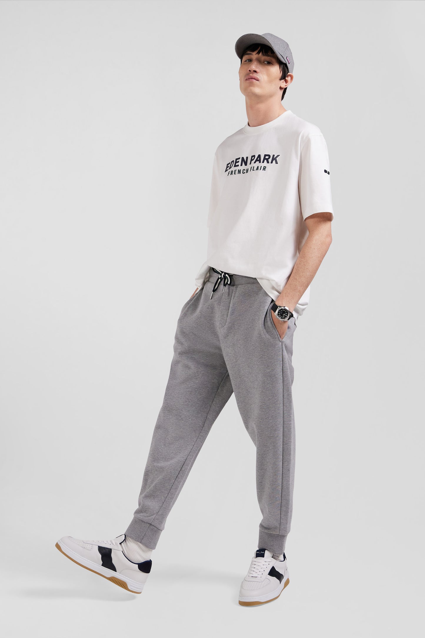 Pantalon jogging en molleton gratté gris coupe Relaxed