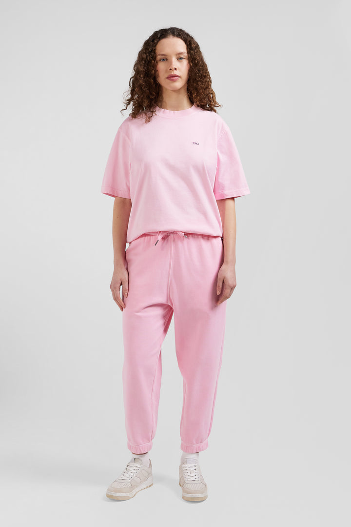 Jogging unisexe en molleton coton rose surteint coupe Relaxed