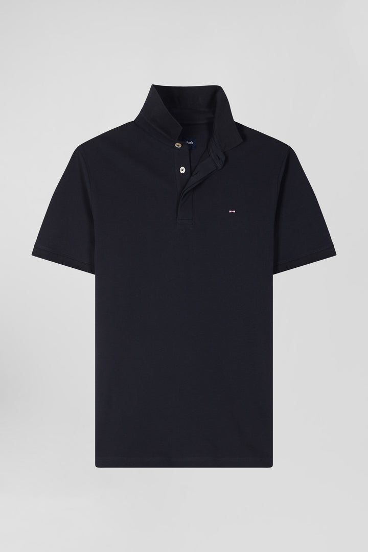 Polo manches courtes en piqué coton bleu marine coupe Slim