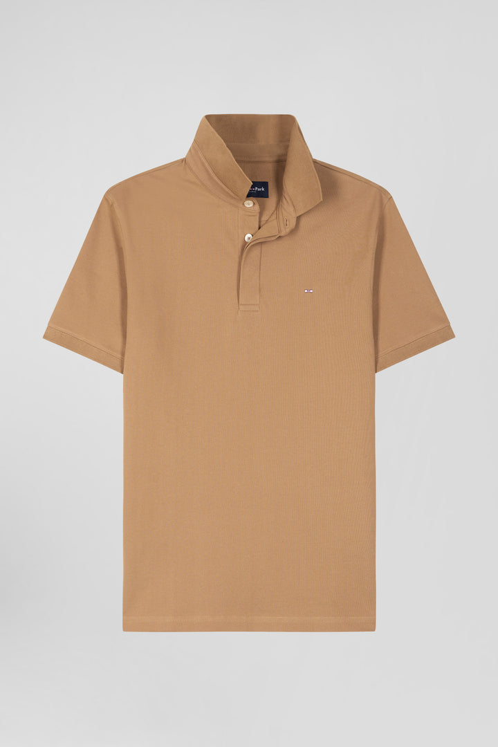 Polo manches courtes en coton stretch camel coupe Slim