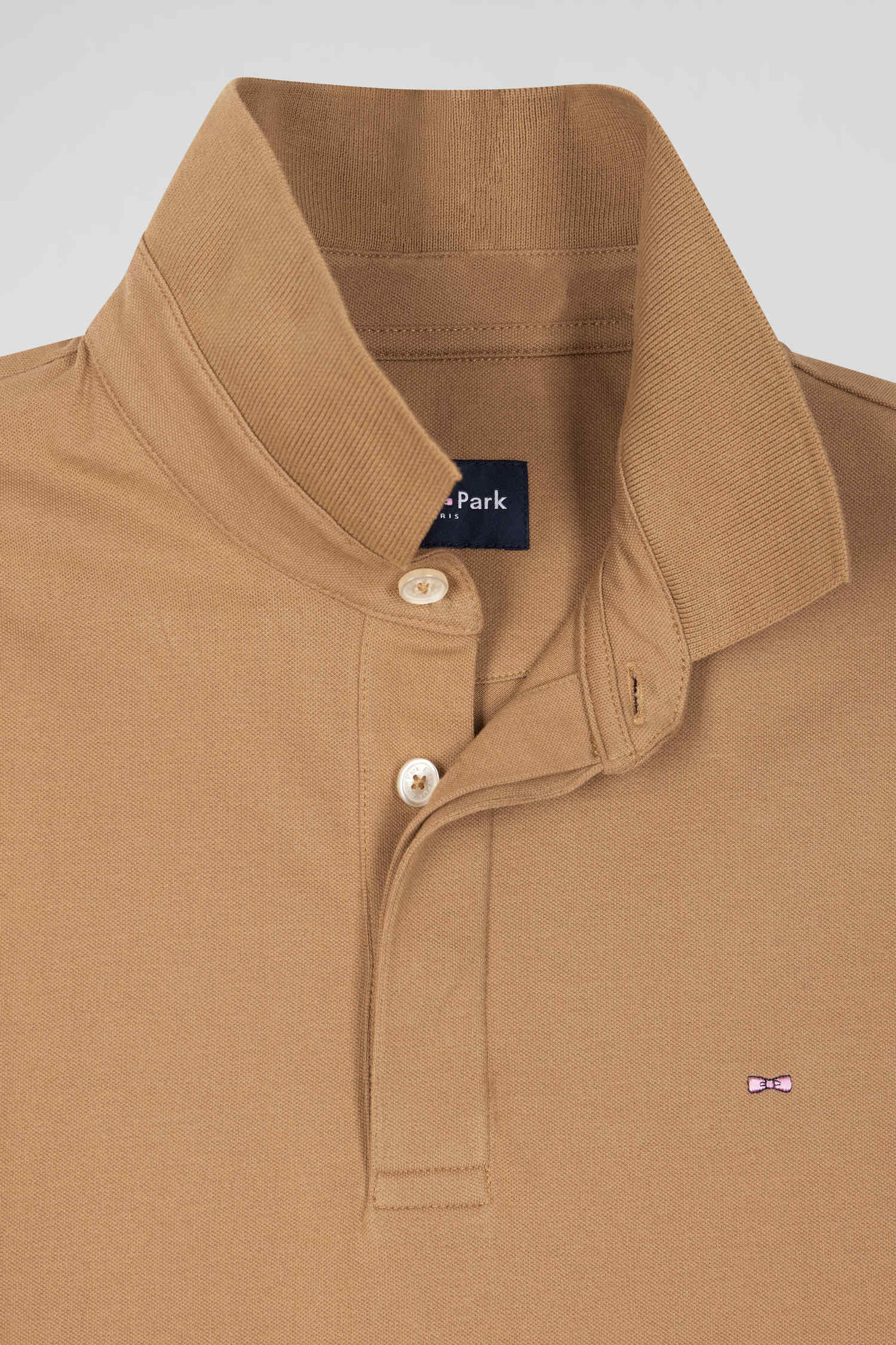 Polo manches courtes en coton stretch camel coupe Slim