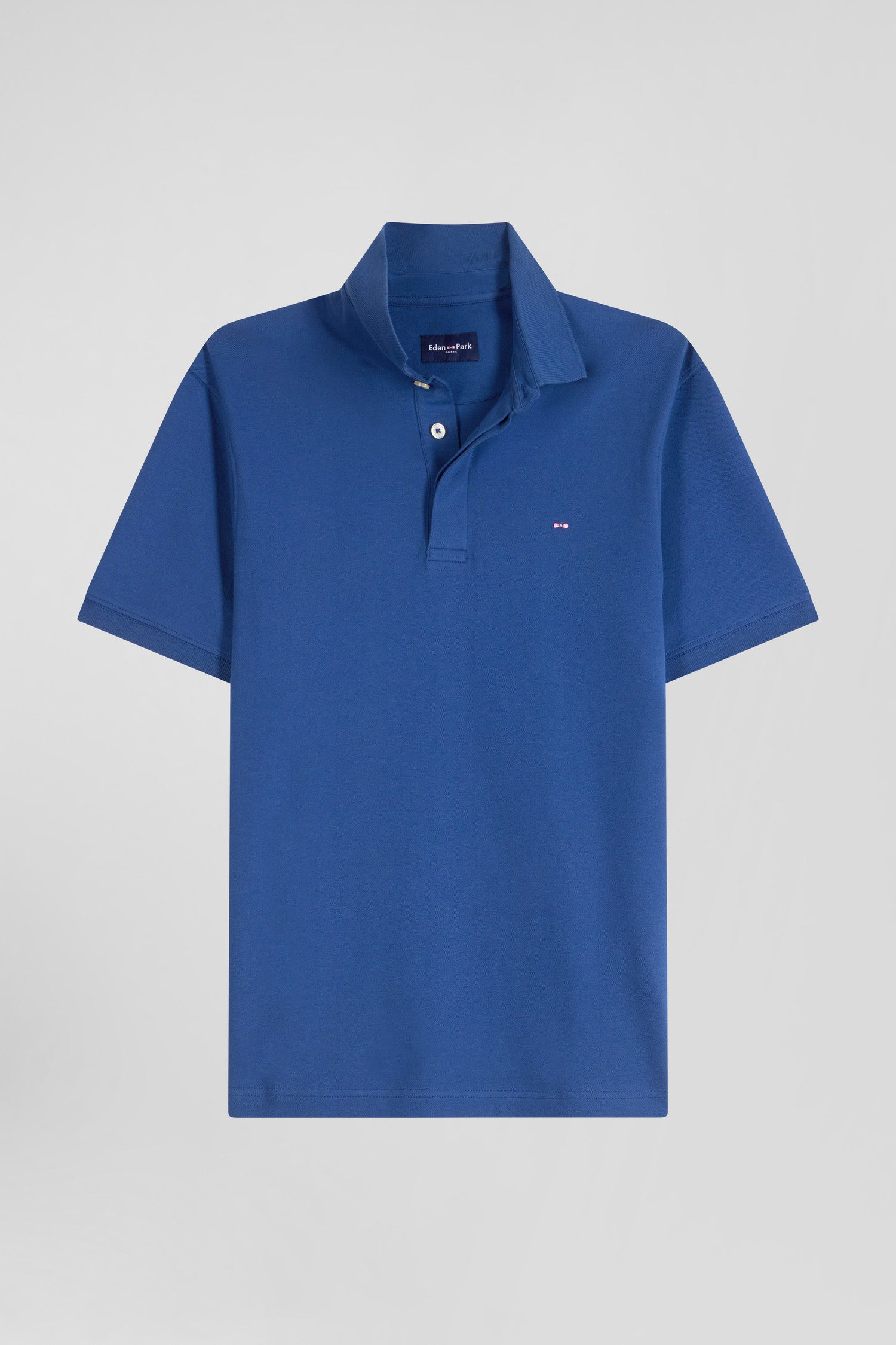 Polo manches courtes en coton stretch bleu foncé coupe Slim