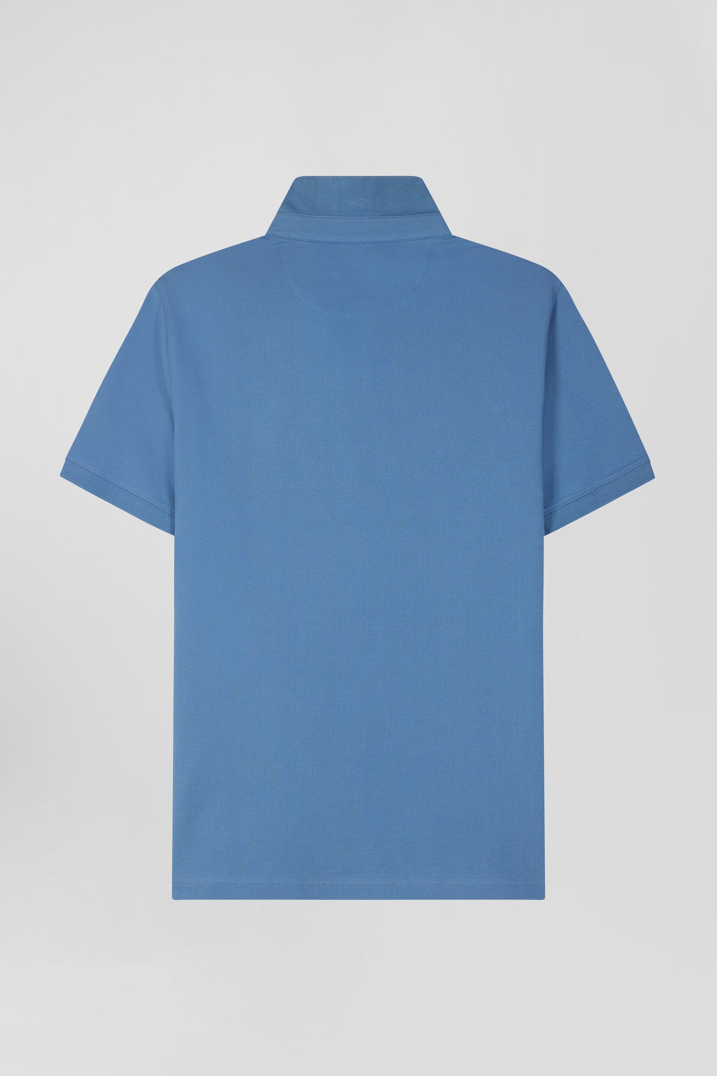 Polo manches courtes en coton stretch bleu coupe Slim