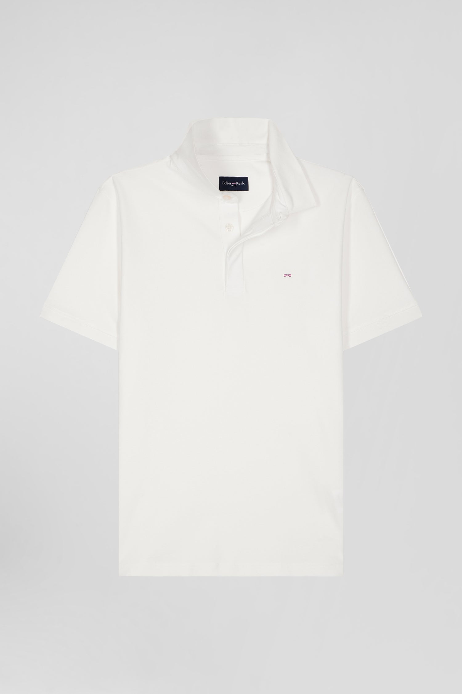 Polo manches courtes en coton stretch écru coupe Slim