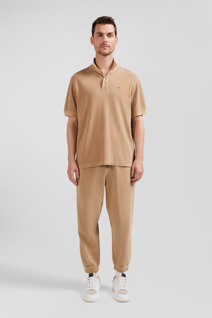 Polo manches courtes unisexe en piqué coton camel surteint coupe Oversized