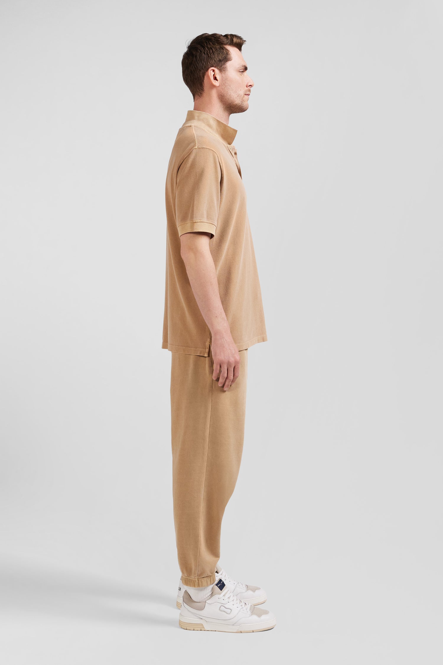 Polo manches courtes unisexe en piqué coton camel surteint coupe Oversized