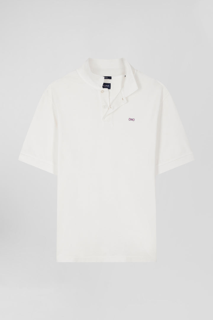 Polo manches courtes unisexe en piqué coton écru surteint coupe Oversized