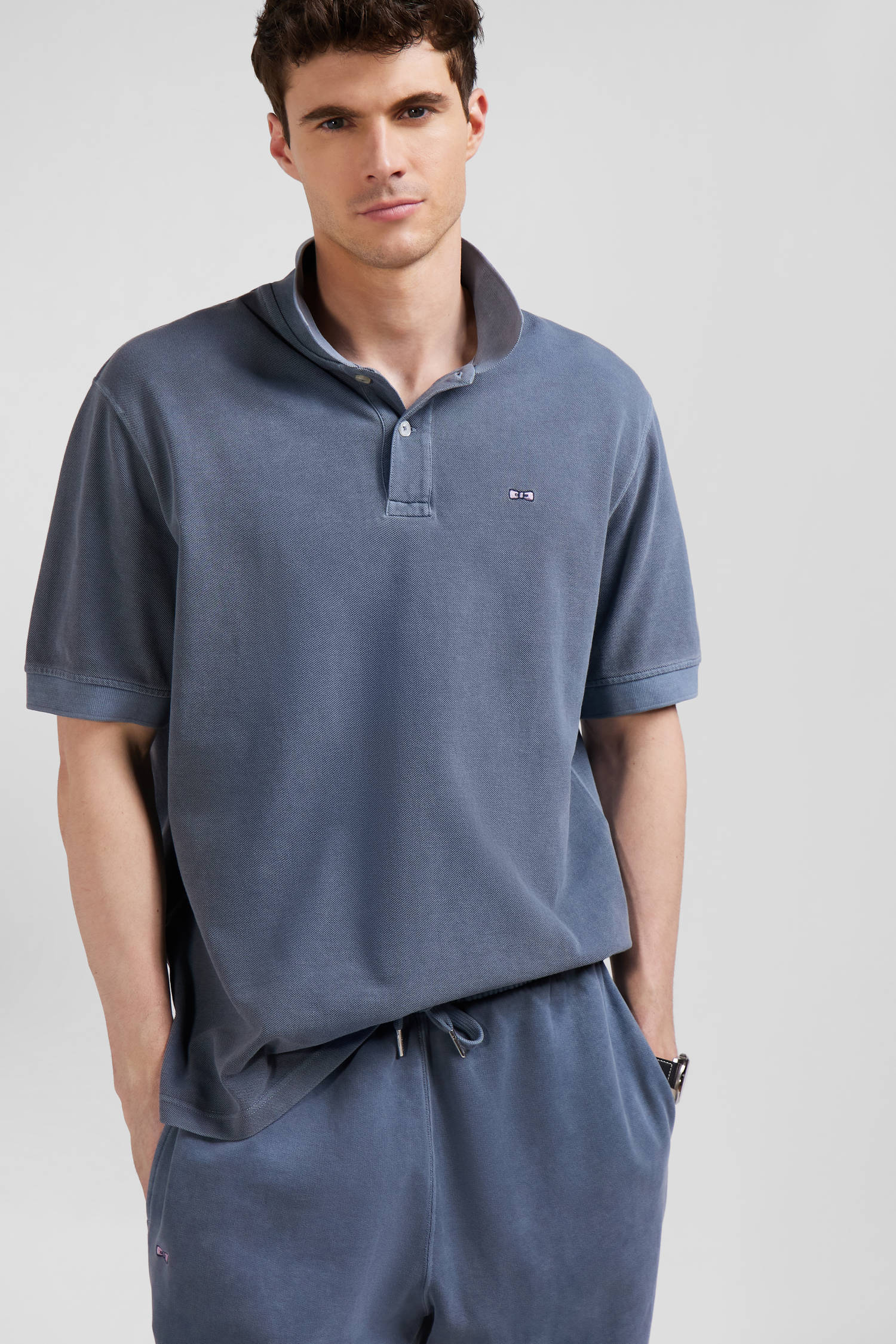 Polo manches courtes unisexe en piqué coton gris surteint coupe Oversized