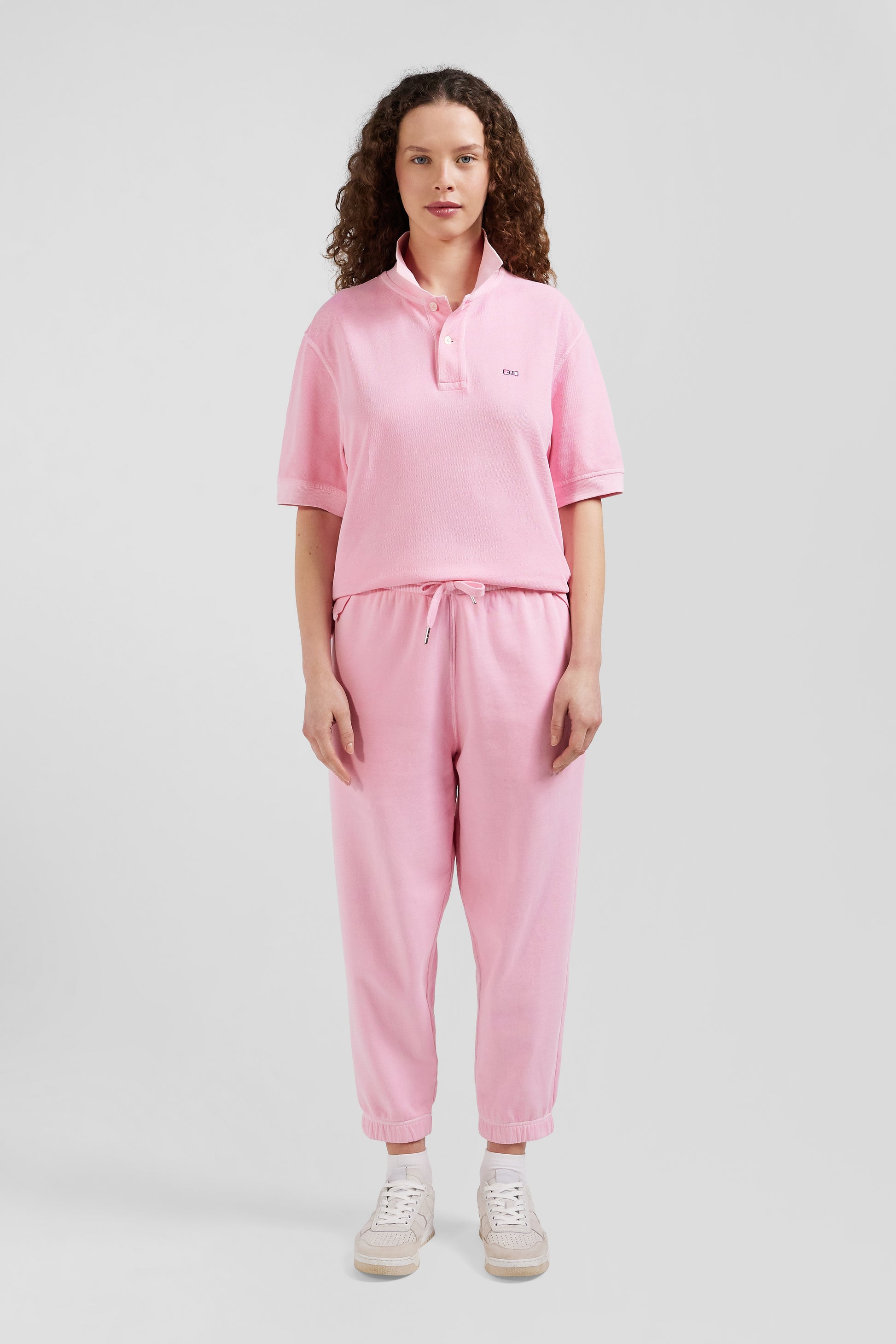 Polo manches courtes unisexe en piqué coton rose surteint coupe Oversized