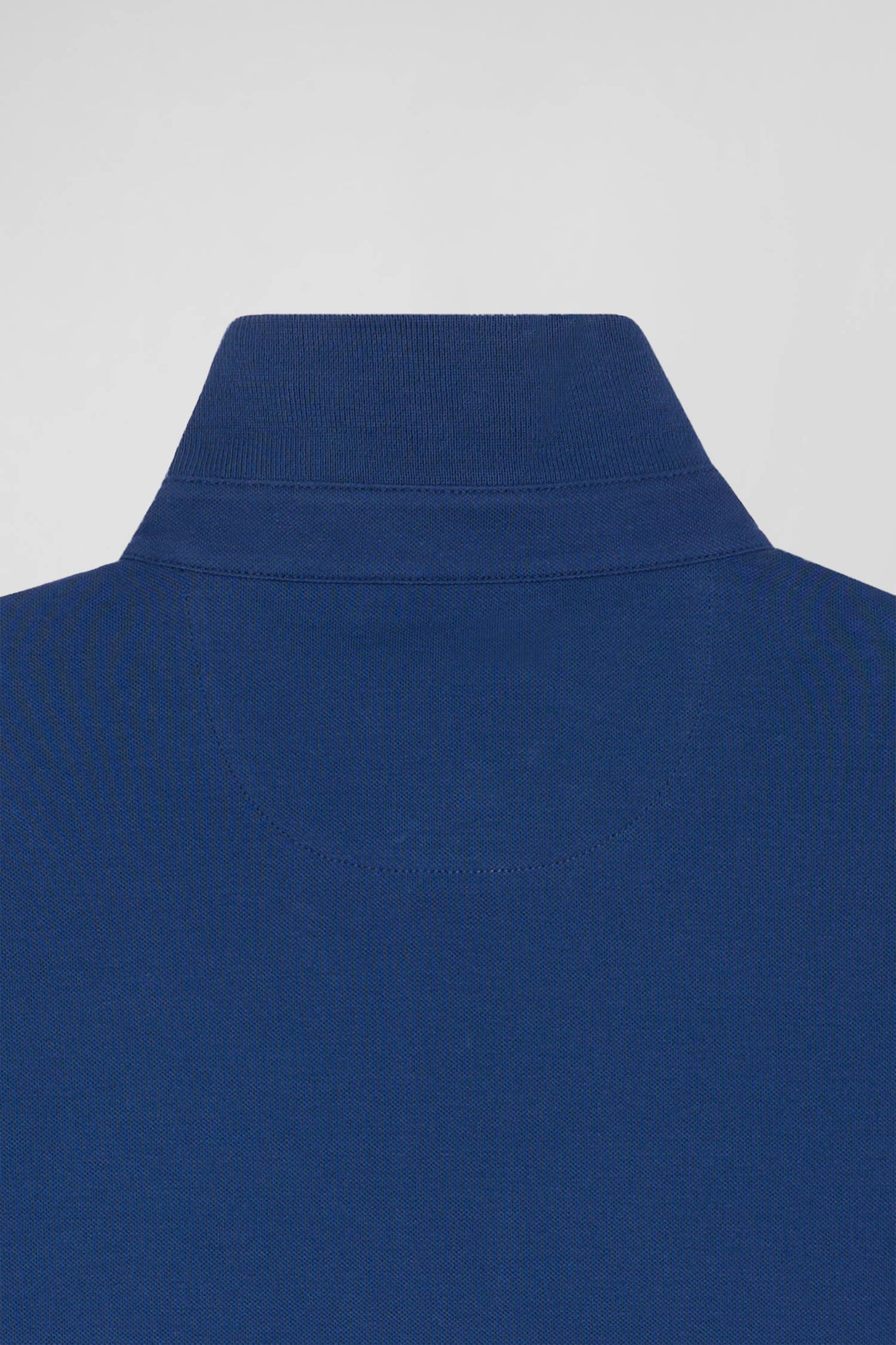 Polo manches longues en piqué coton bleu foncé coupe Slim