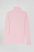 Polo manches longues en piqué coton rose coupe Slim