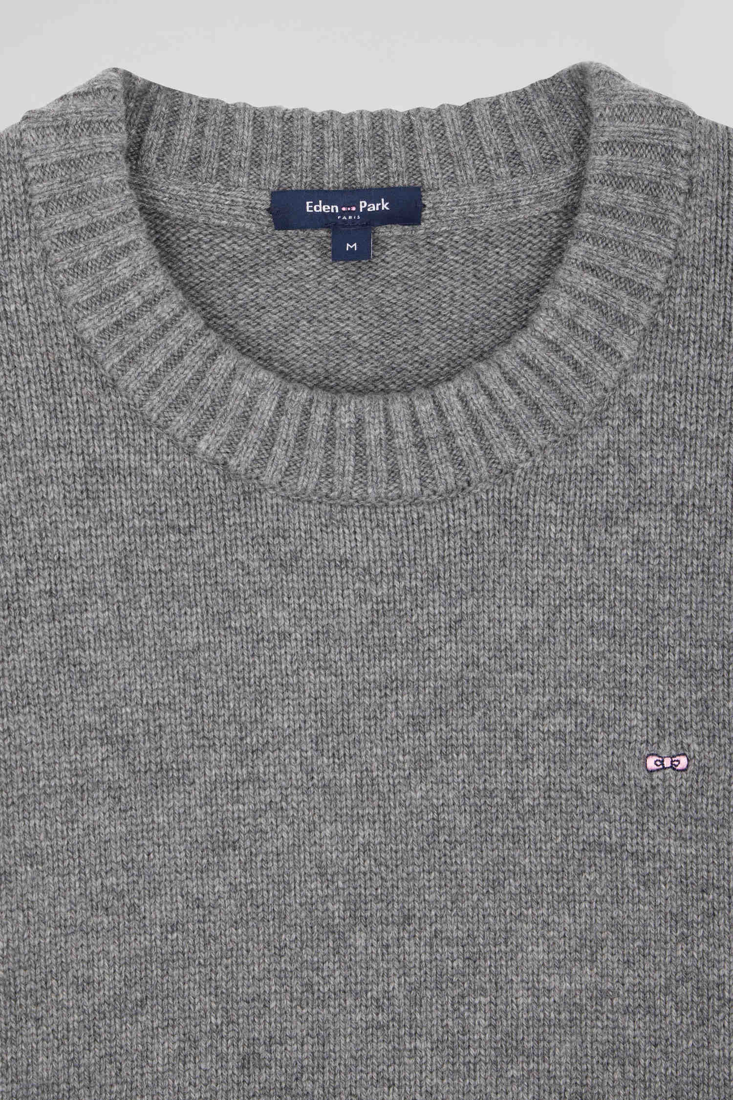 Regular grey round-neck wool and cashmere jumper