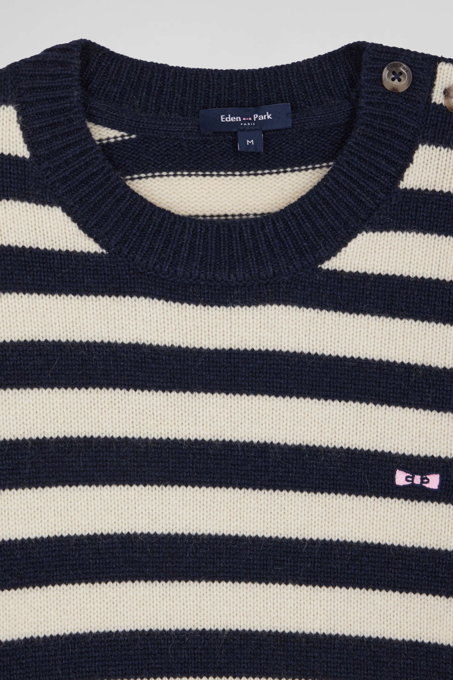 Regular navy striped wool and cashmere jumper