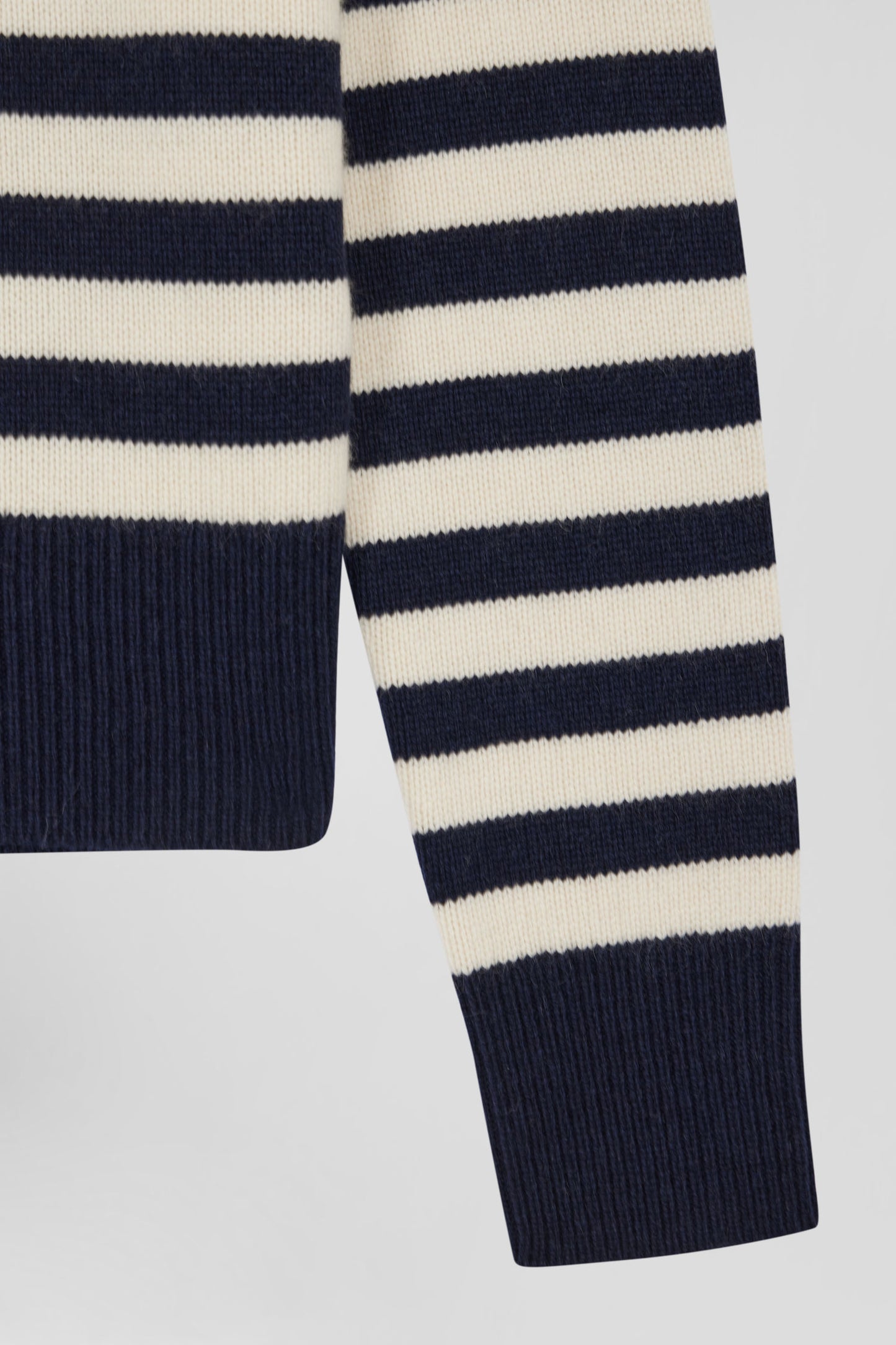 Regular navy striped wool and cashmere jumper