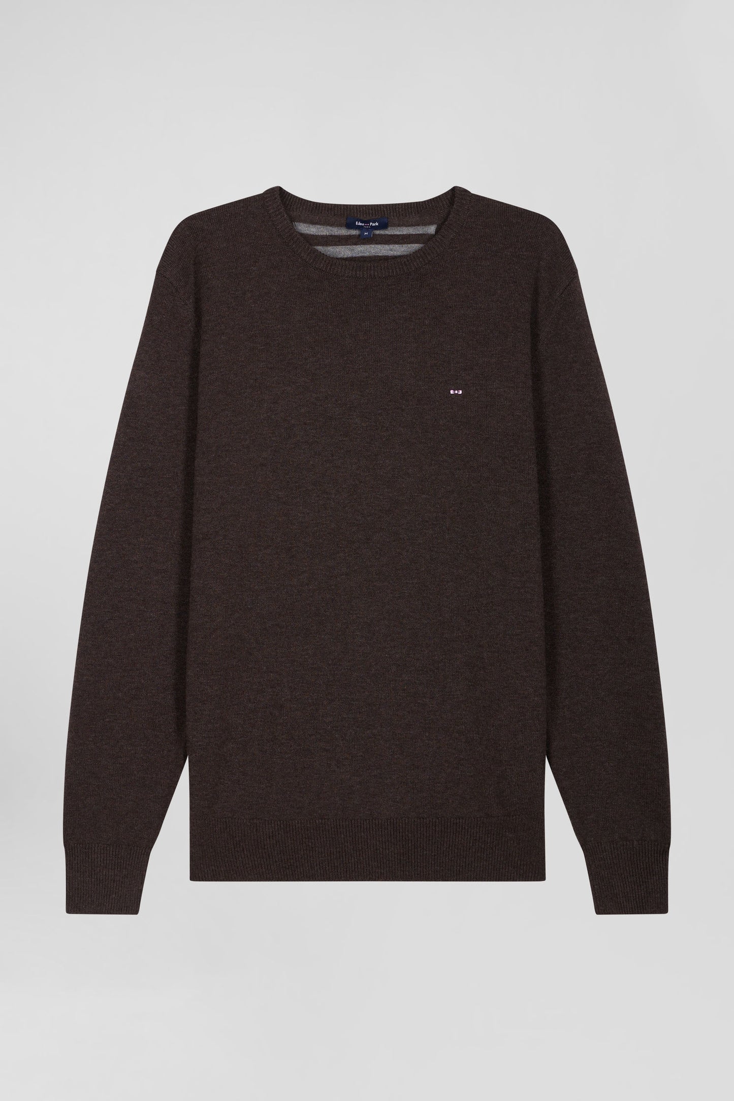 Regular dark brown wool and cotton crew neck jumper Eden Park