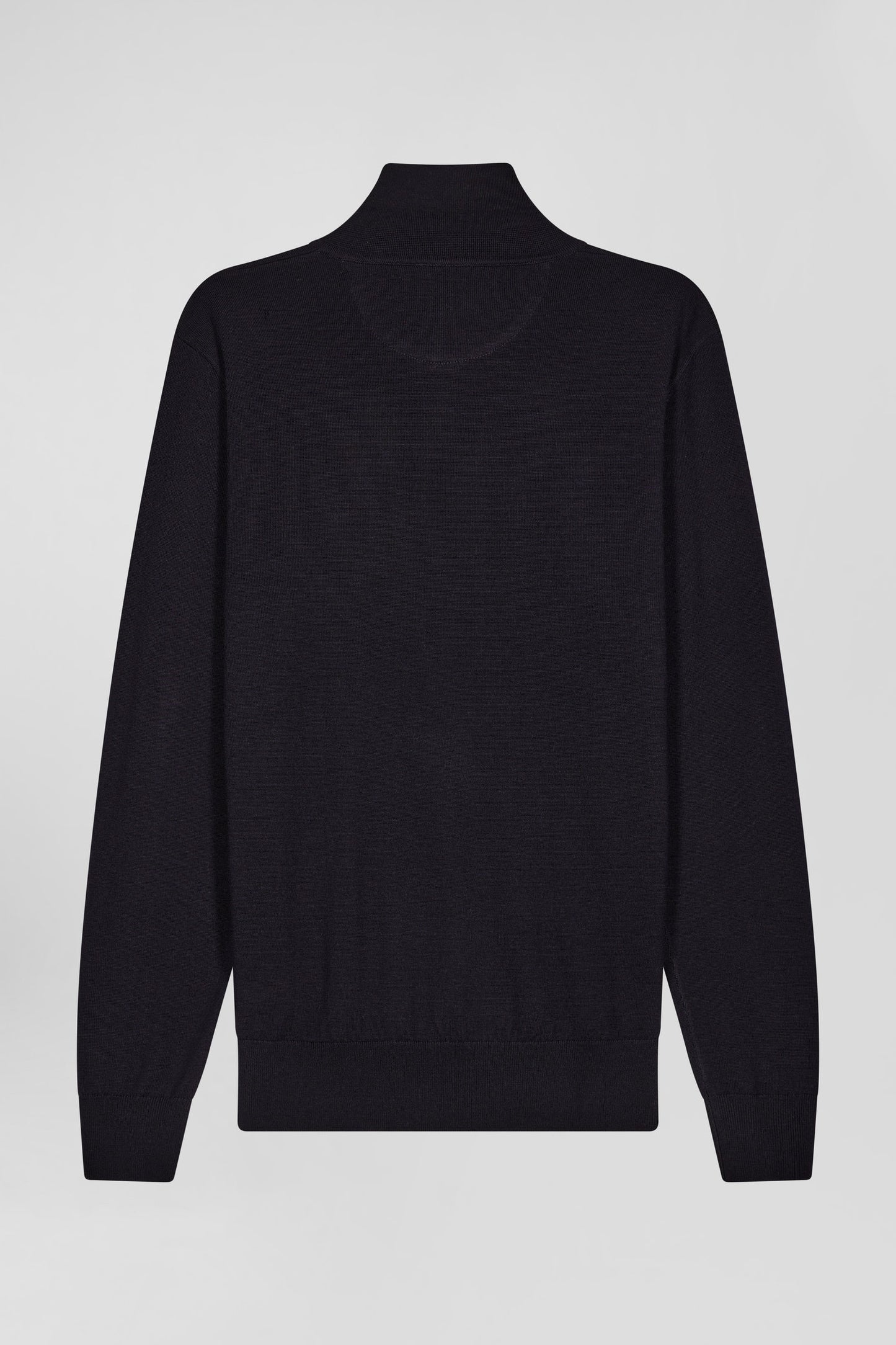 Regular navy blue wool jersey jumper with rugby shirt collar