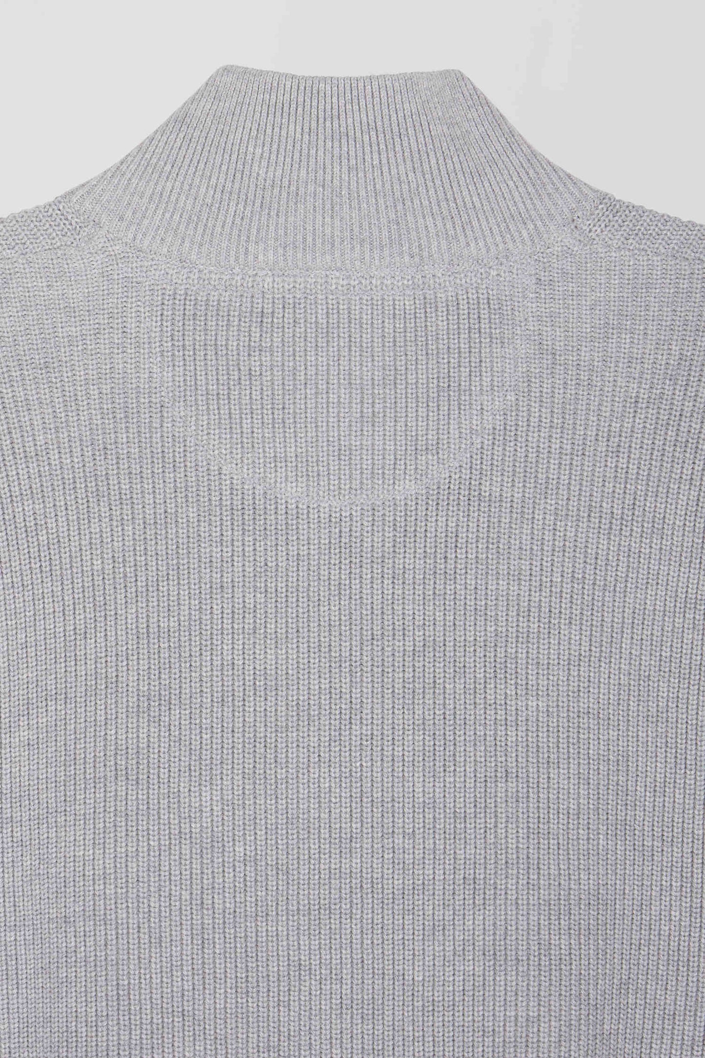 Pull col camionneur montant en coton gris à jeux de maille coupe Regular