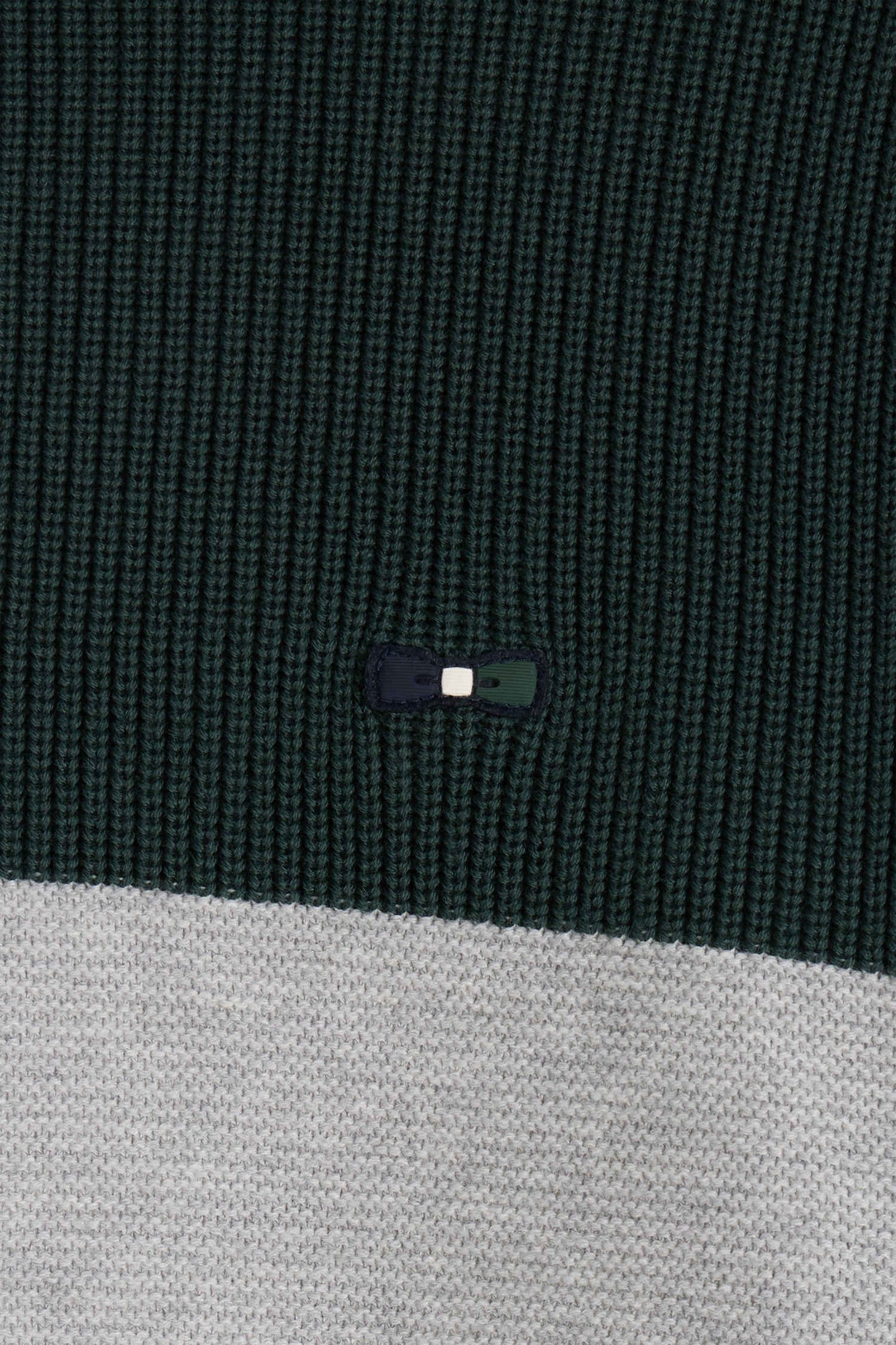 Pull col camionneur montant en coton vert à jeux de maille coupe Regular