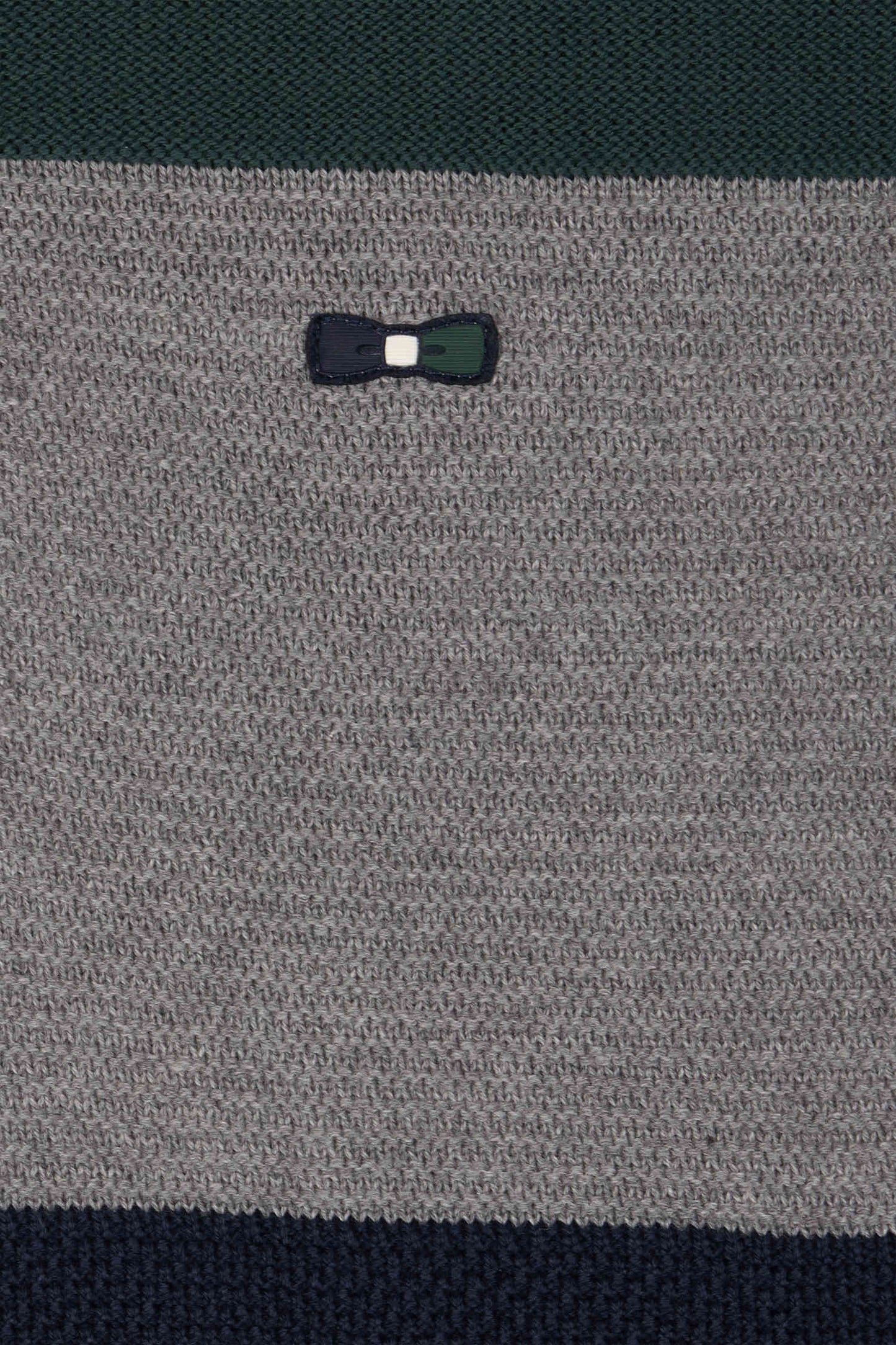 Pull col maillot en coton vert à jeux de maille coupe Regular